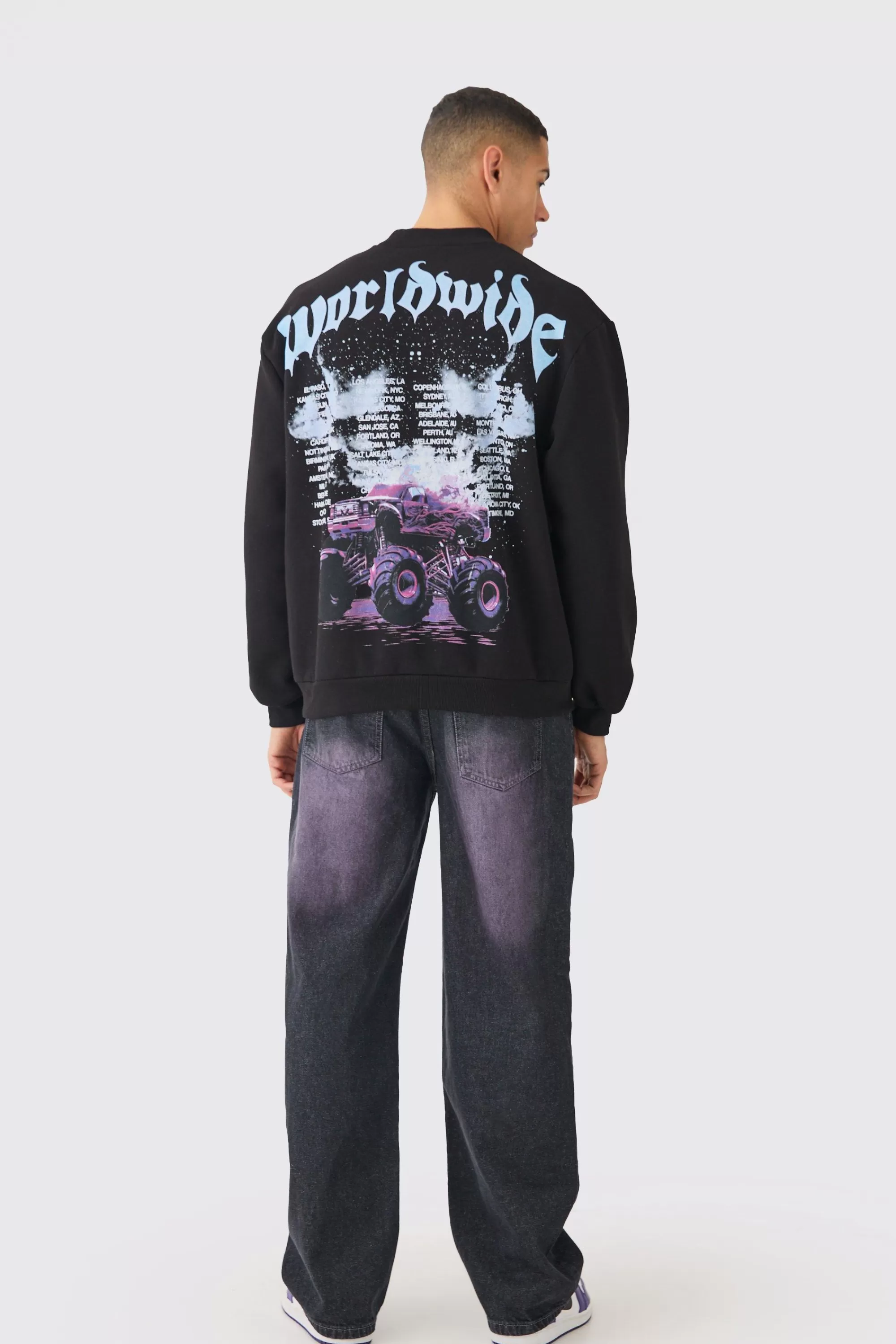 boohooMAN Oversized Truck Graphic Sweatshirt | UK