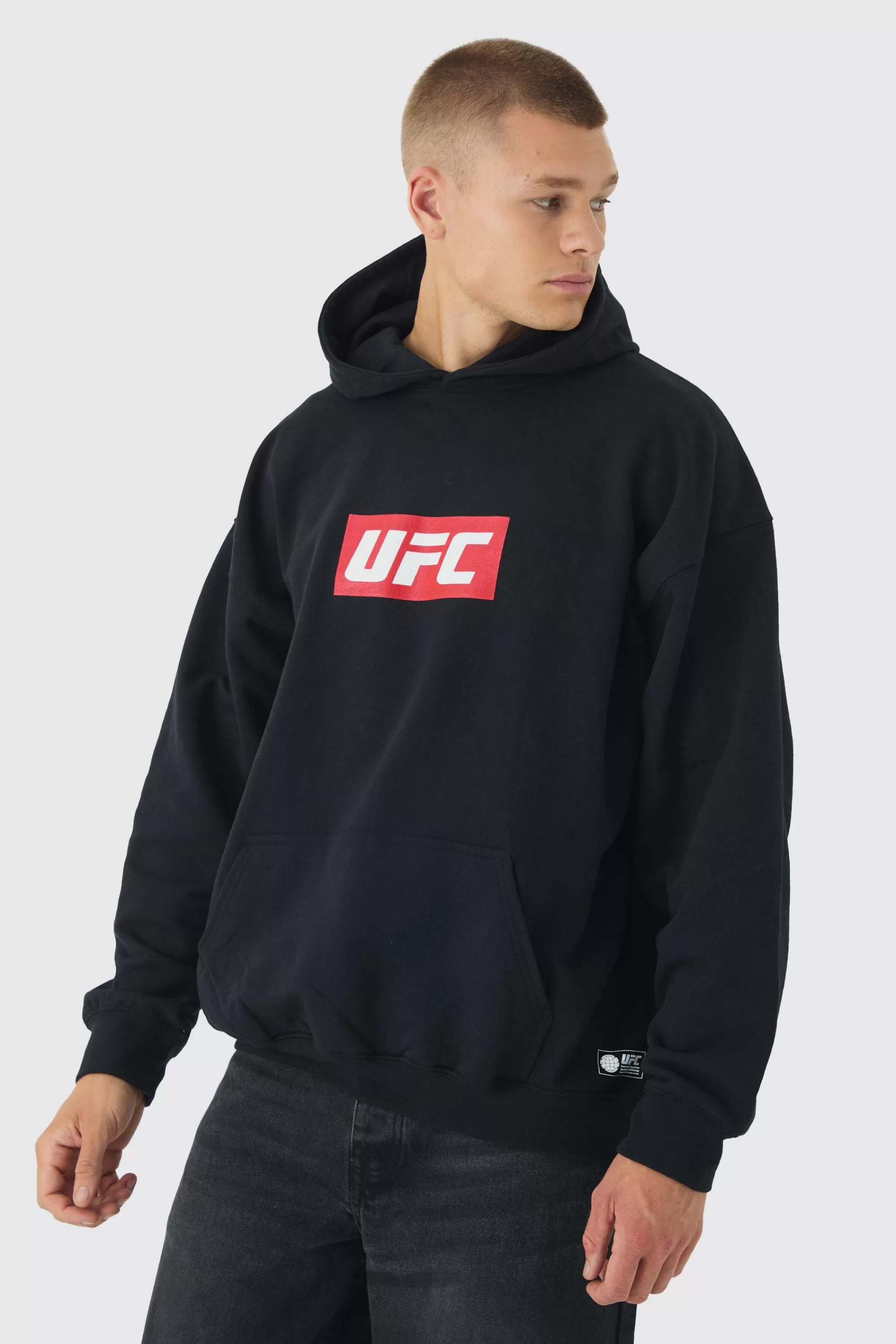 boohooMAN Oversized UFC License Print Hoodie | UK