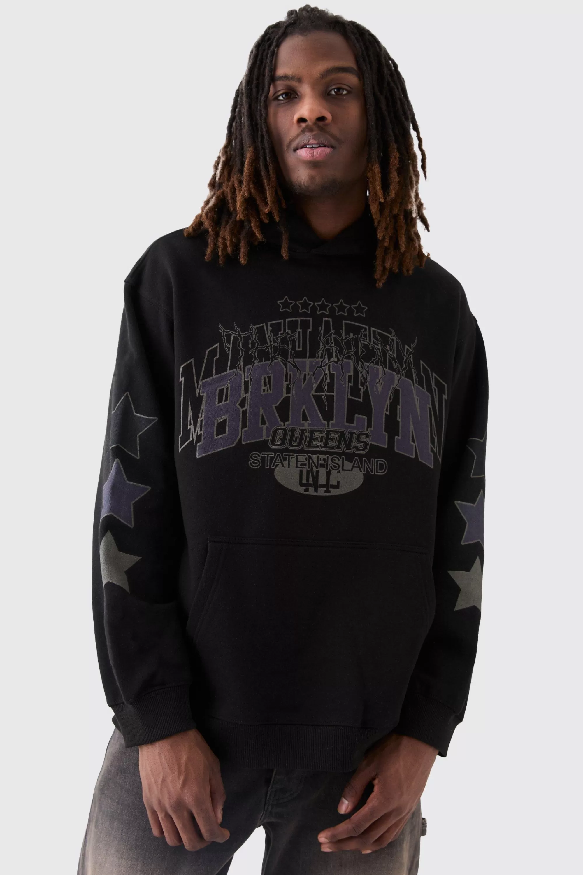 boohooMAN Oversized Varsity Graphic Hoodie | UK
