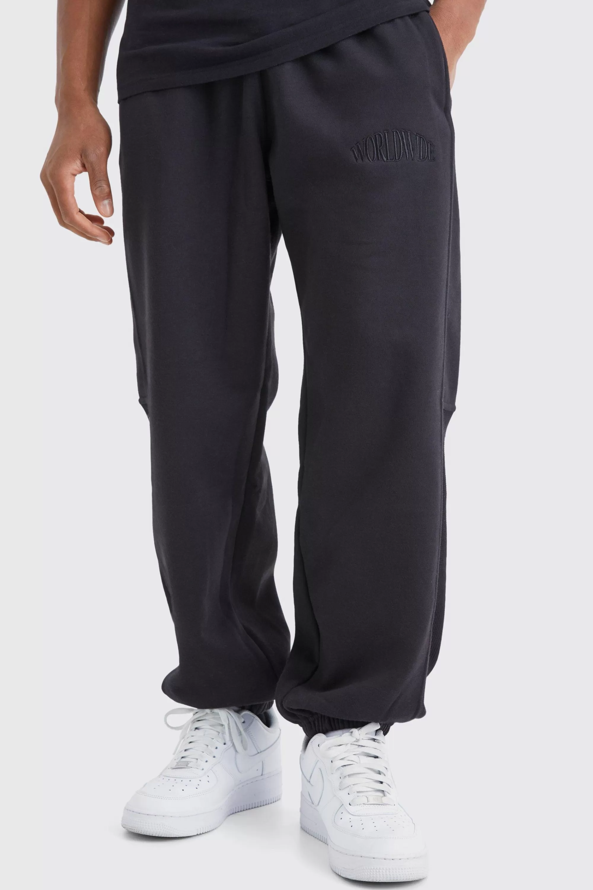 boohooMAN Oversized Waffle Panel Jogger | UK