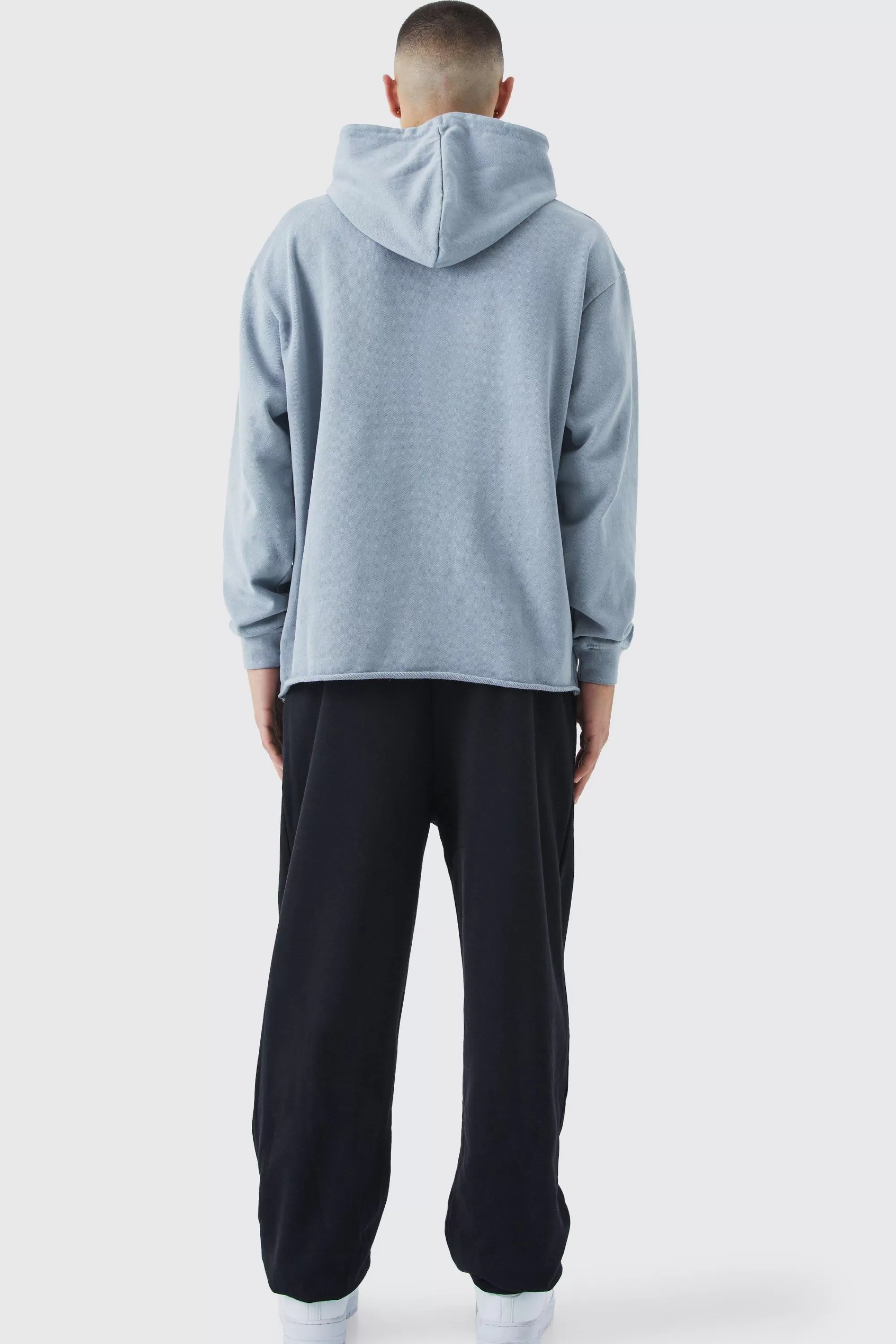 boohooMAN Oversized Washed Limited Raw Hem Hoodie | UK