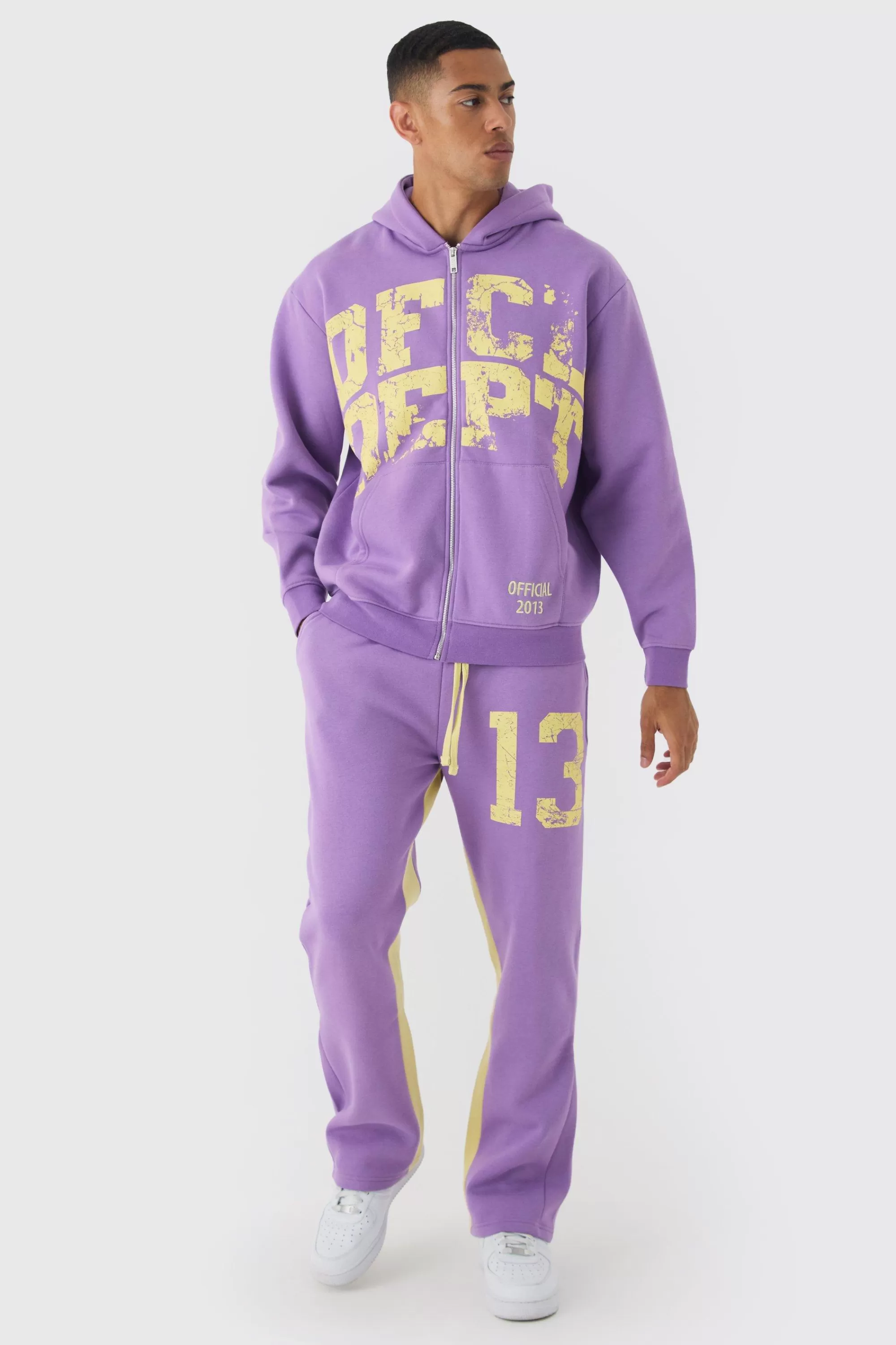 boohooMAN Oversized Zip Through OFCL Gusset Hooded Tracksuit | UK