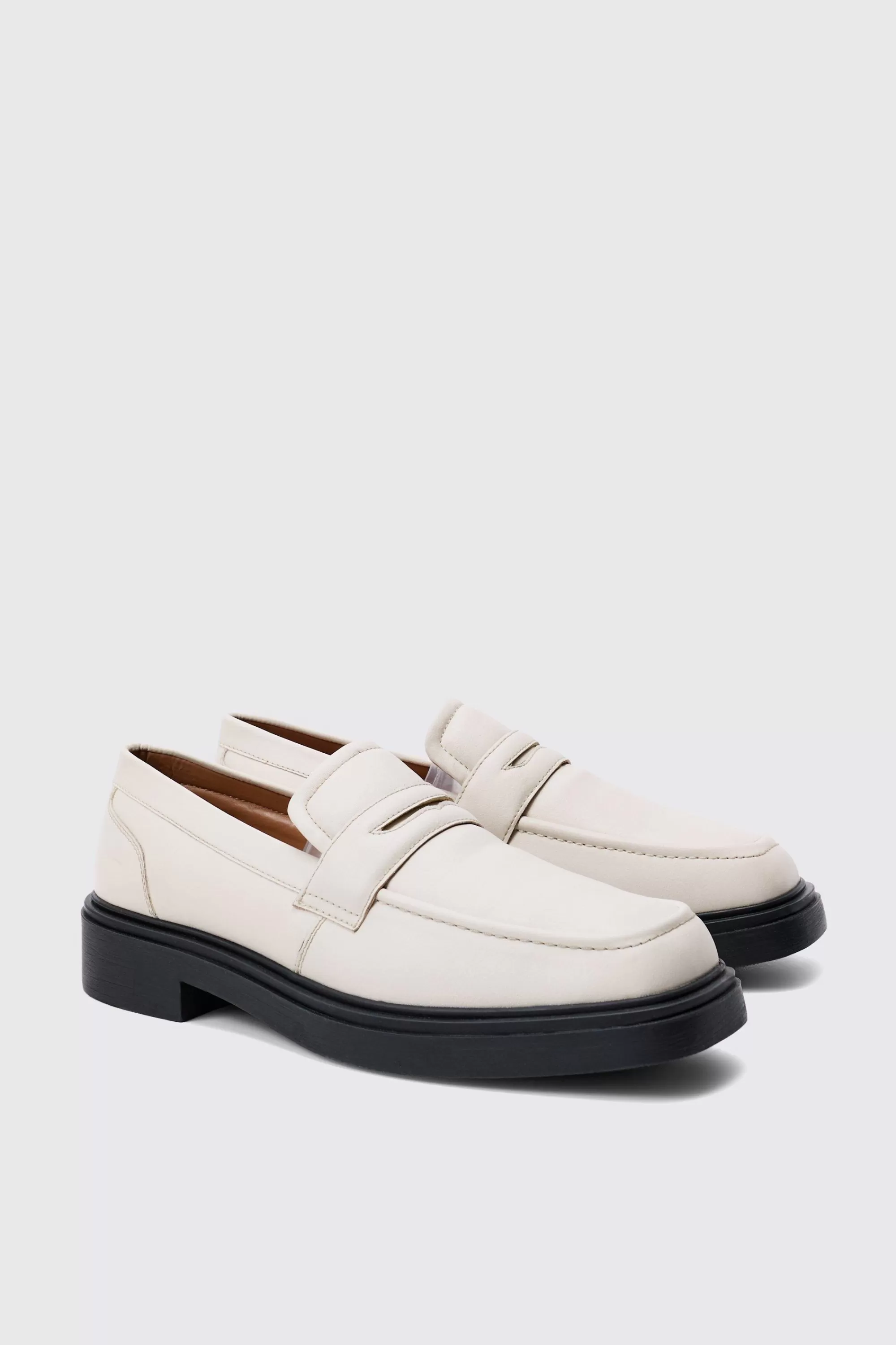 boohooMAN Padded Pu Loafer In | UK