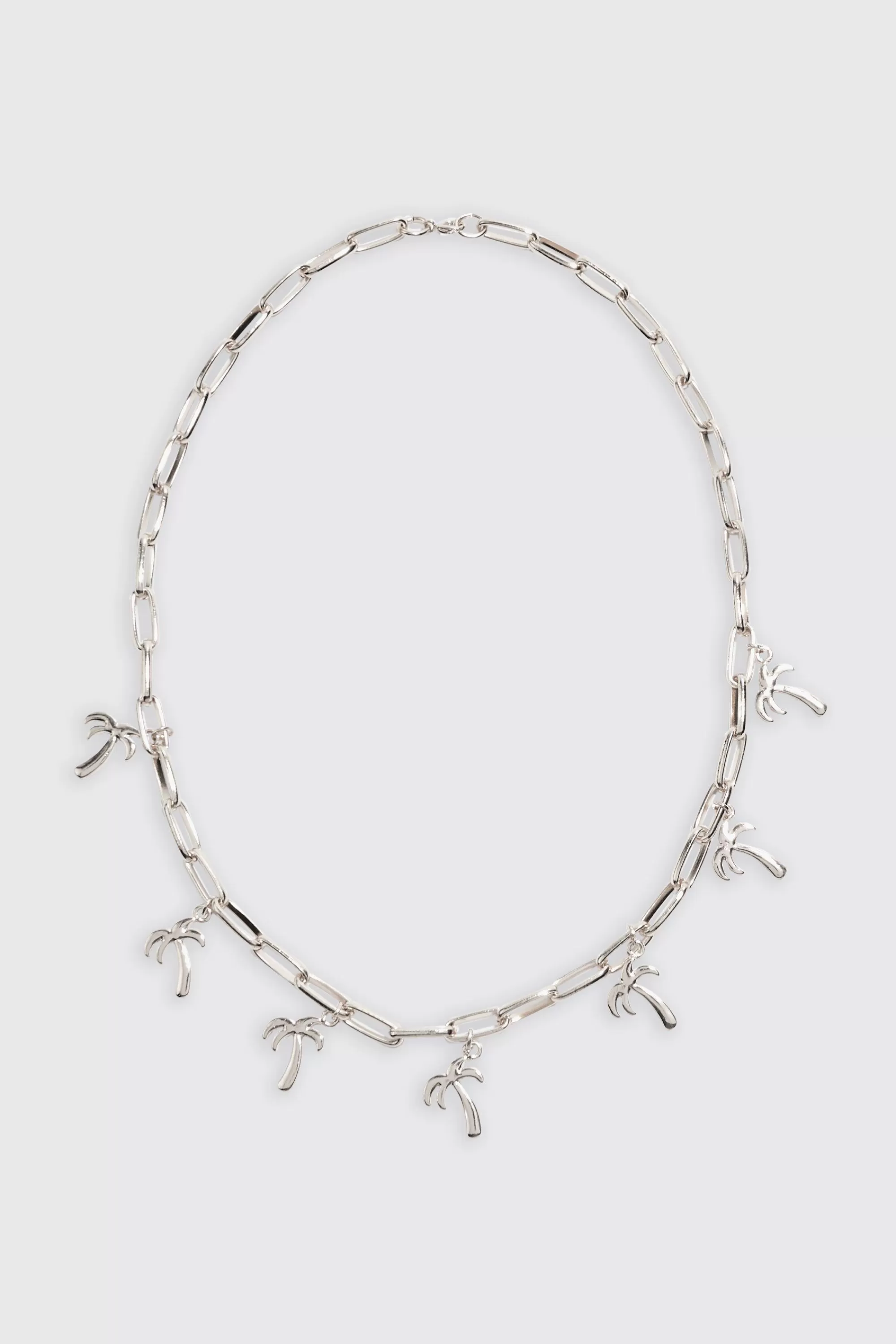 boohooMAN Palm Tree Charm Necklace | UK