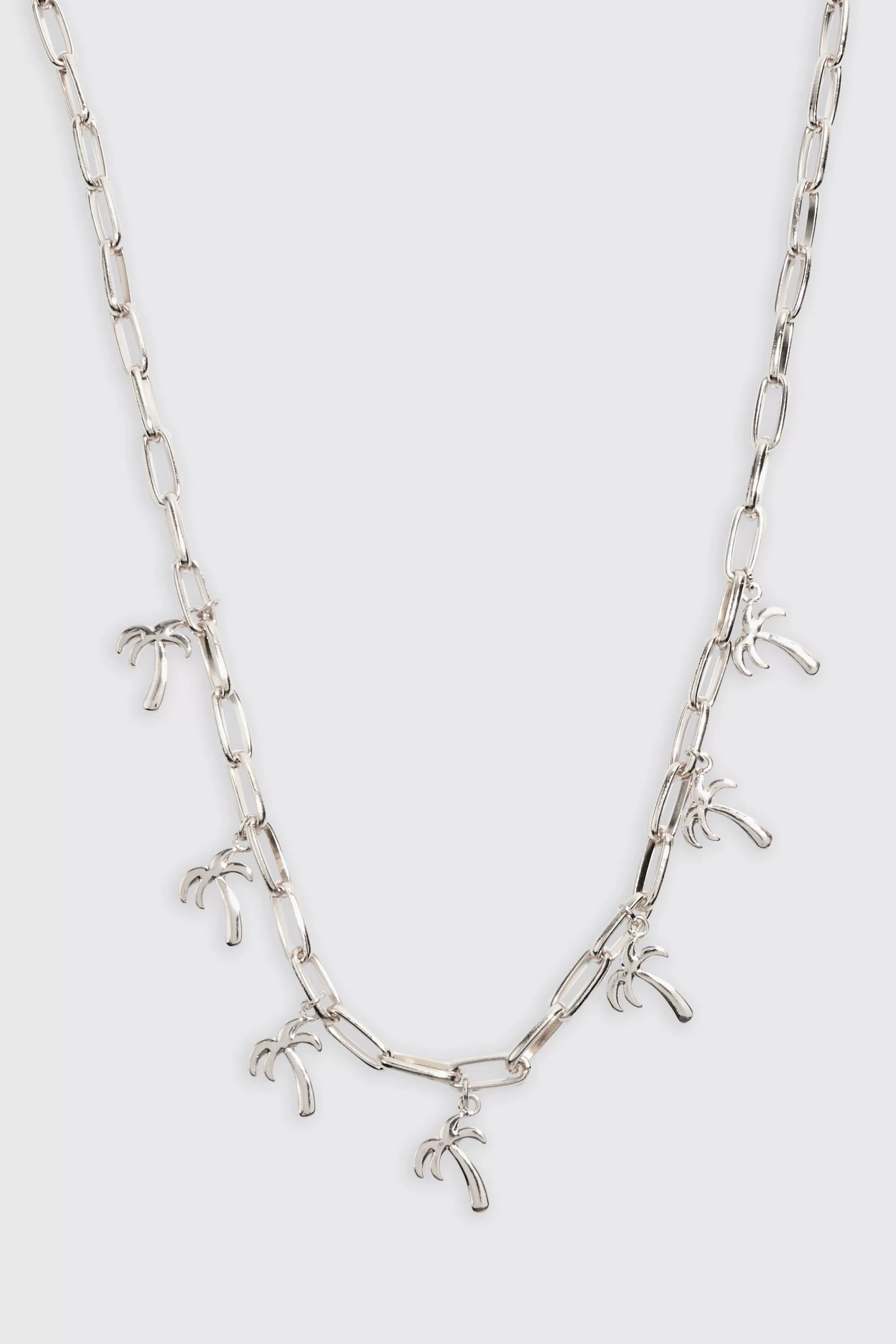 boohooMAN Palm Tree Charm Necklace | UK