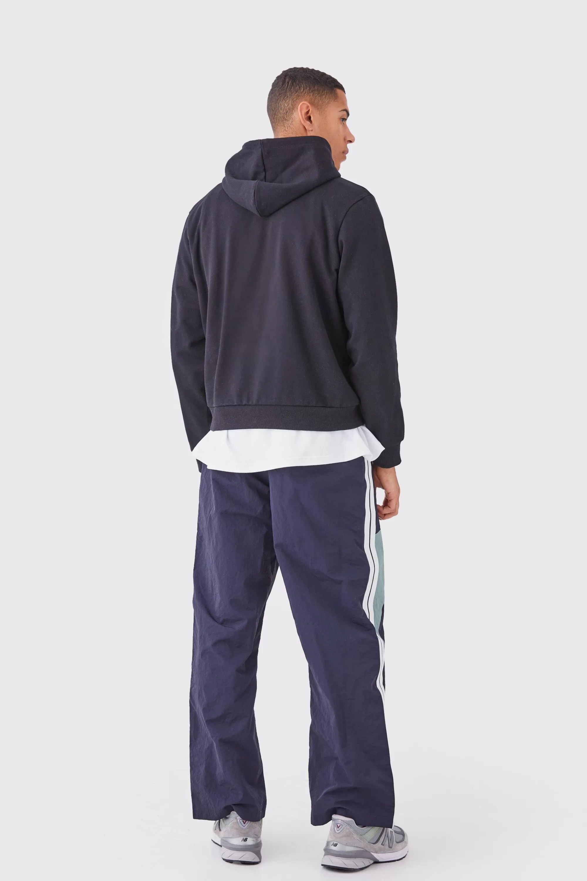 boohooMAN Pannelled Wide Leg Track Pants | UK