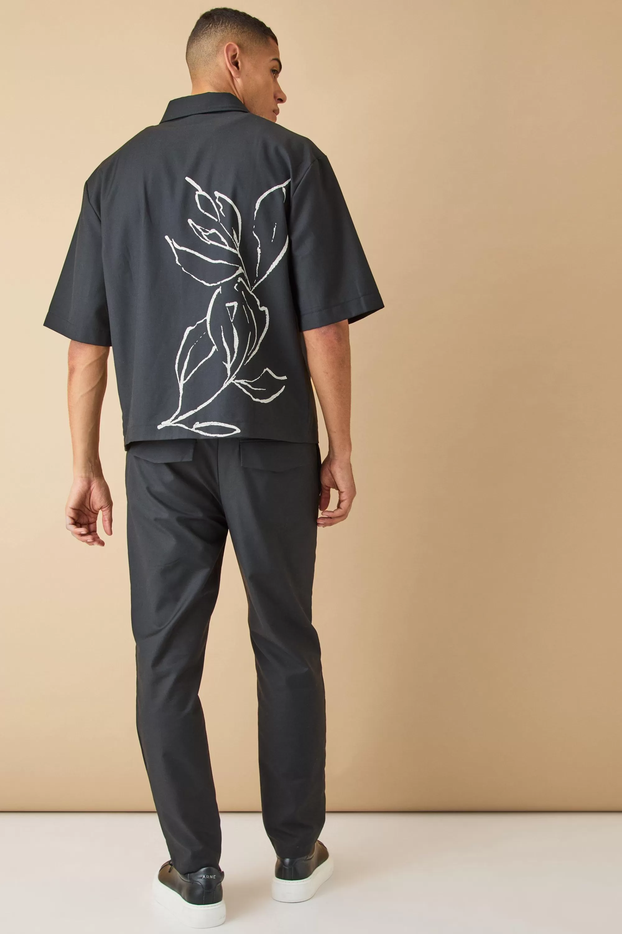 boohooMAN Paper Bag Waist Tapered Crop Pu Trouser | UK