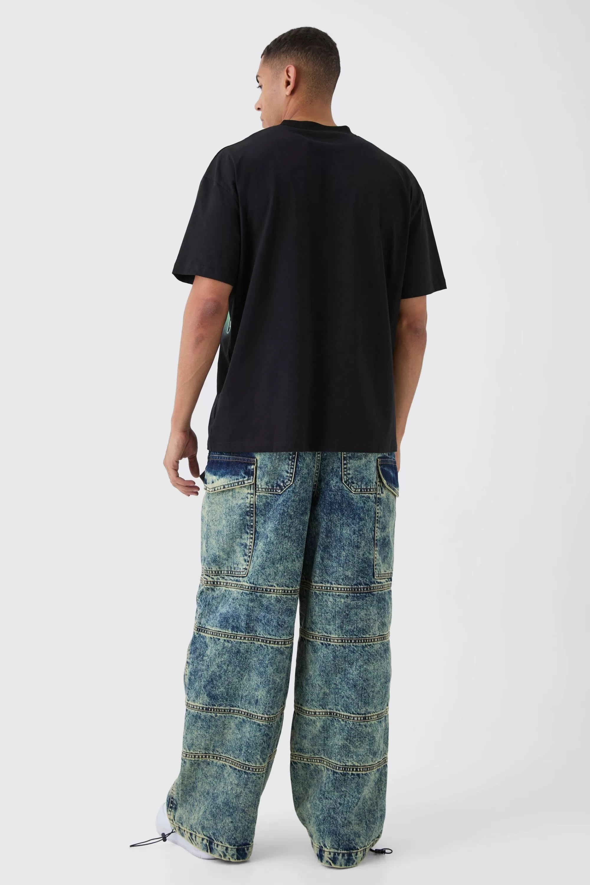 boohooMAN Parachute Rigid Vintage Wash Pocket Detail Jeans | UK