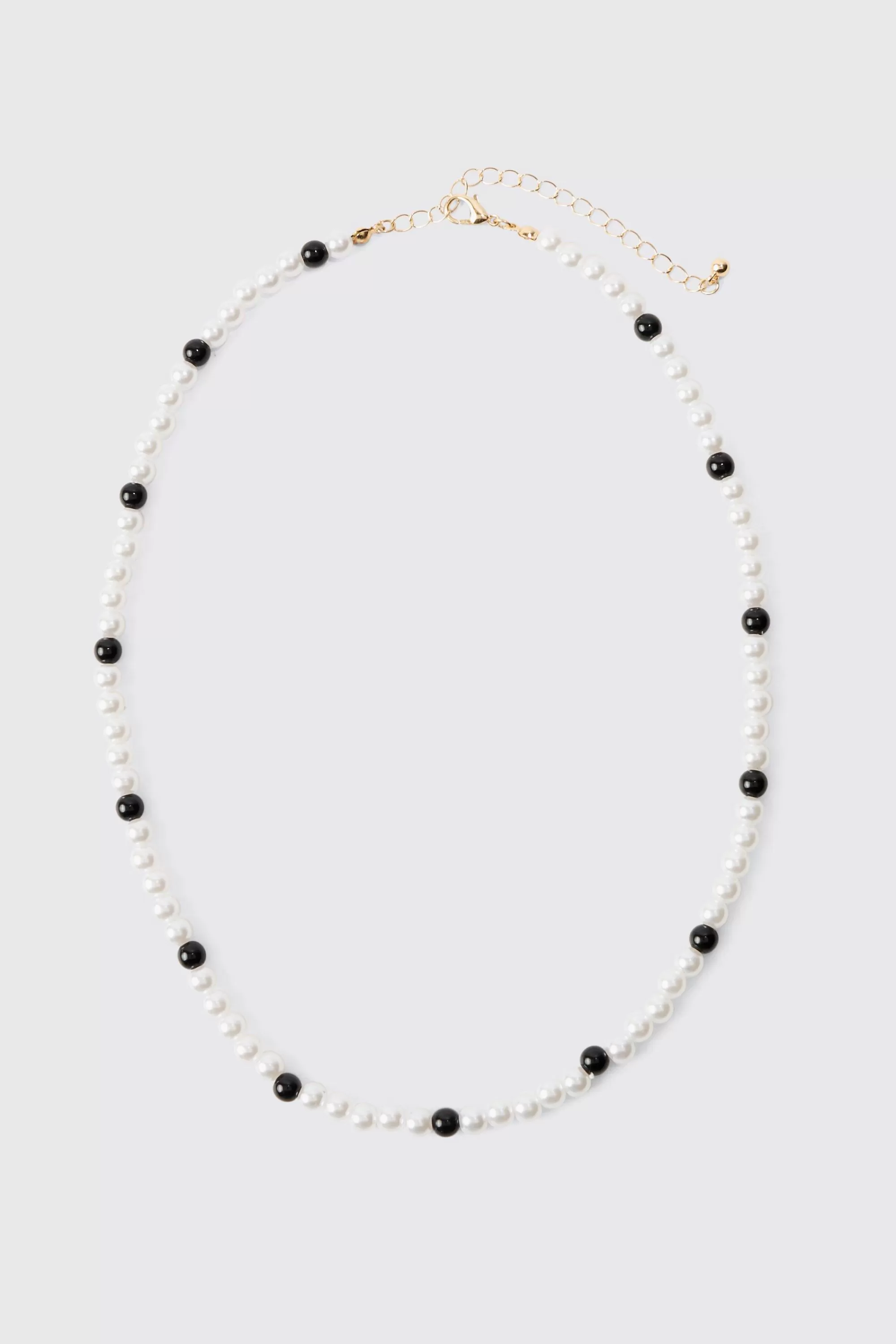 boohooMAN Pearl And Bead Necklace | UK