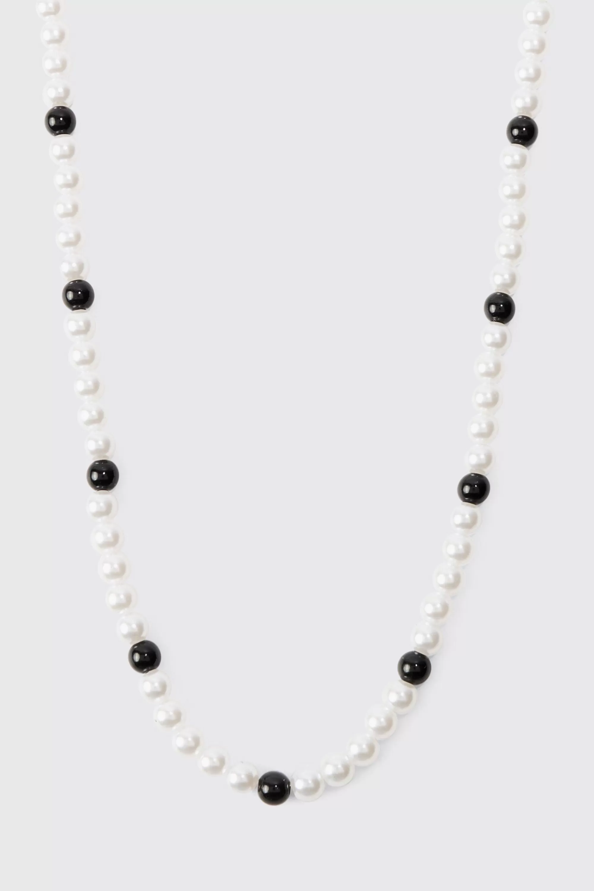 boohooMAN Pearl And Bead Necklace | UK