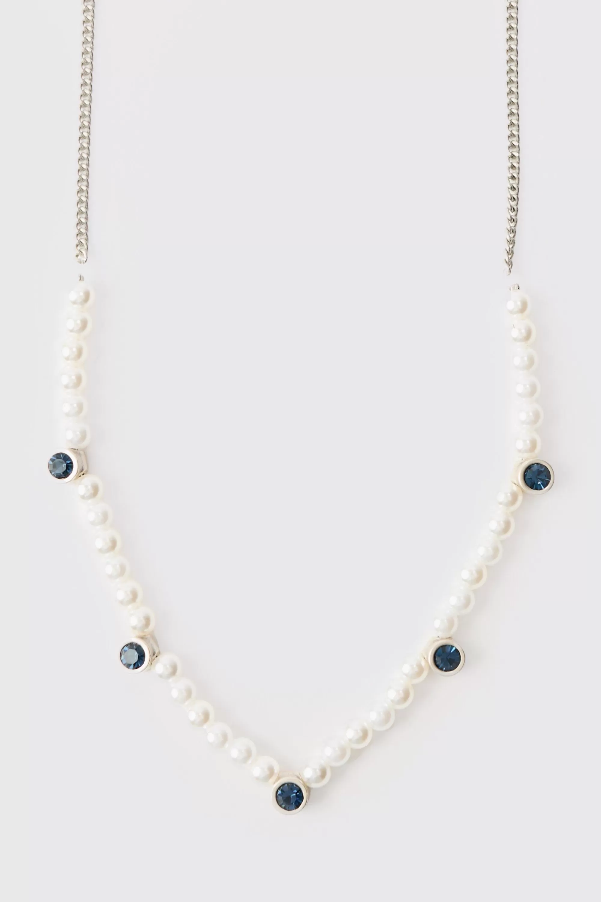 boohooMAN Pearl And Gem Necklace | UK