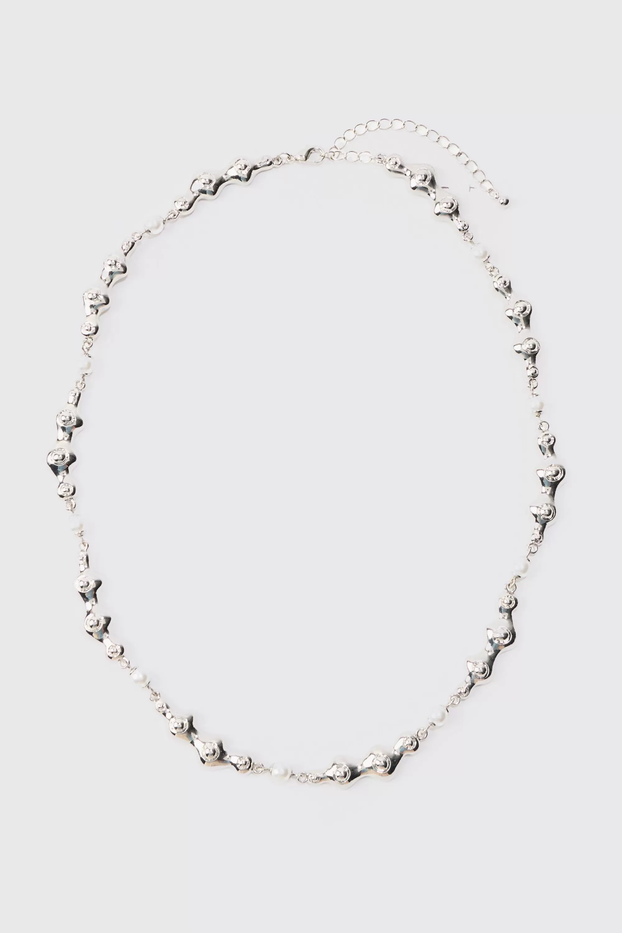 boohooMAN Pearl And Metal Necklace In | UK