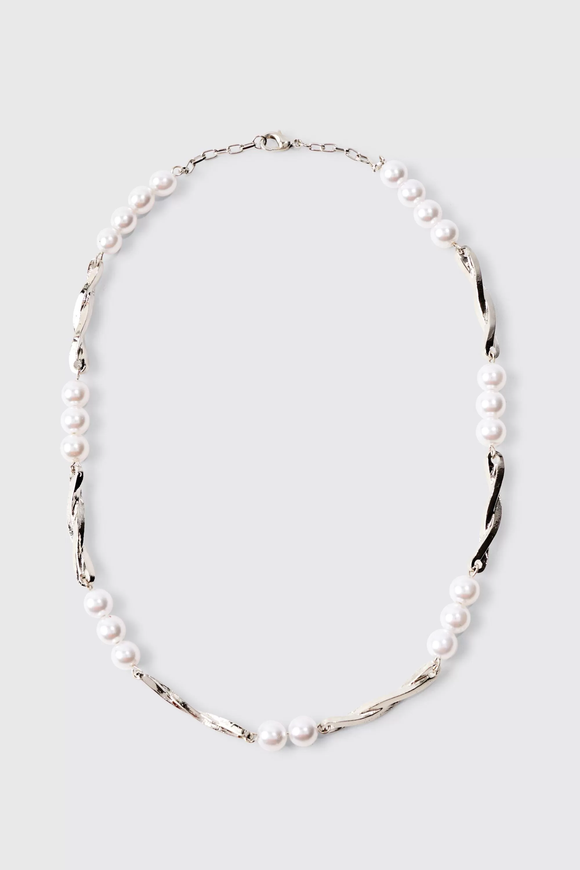 boohooMAN Pearl And Metal Necklace In | UK
