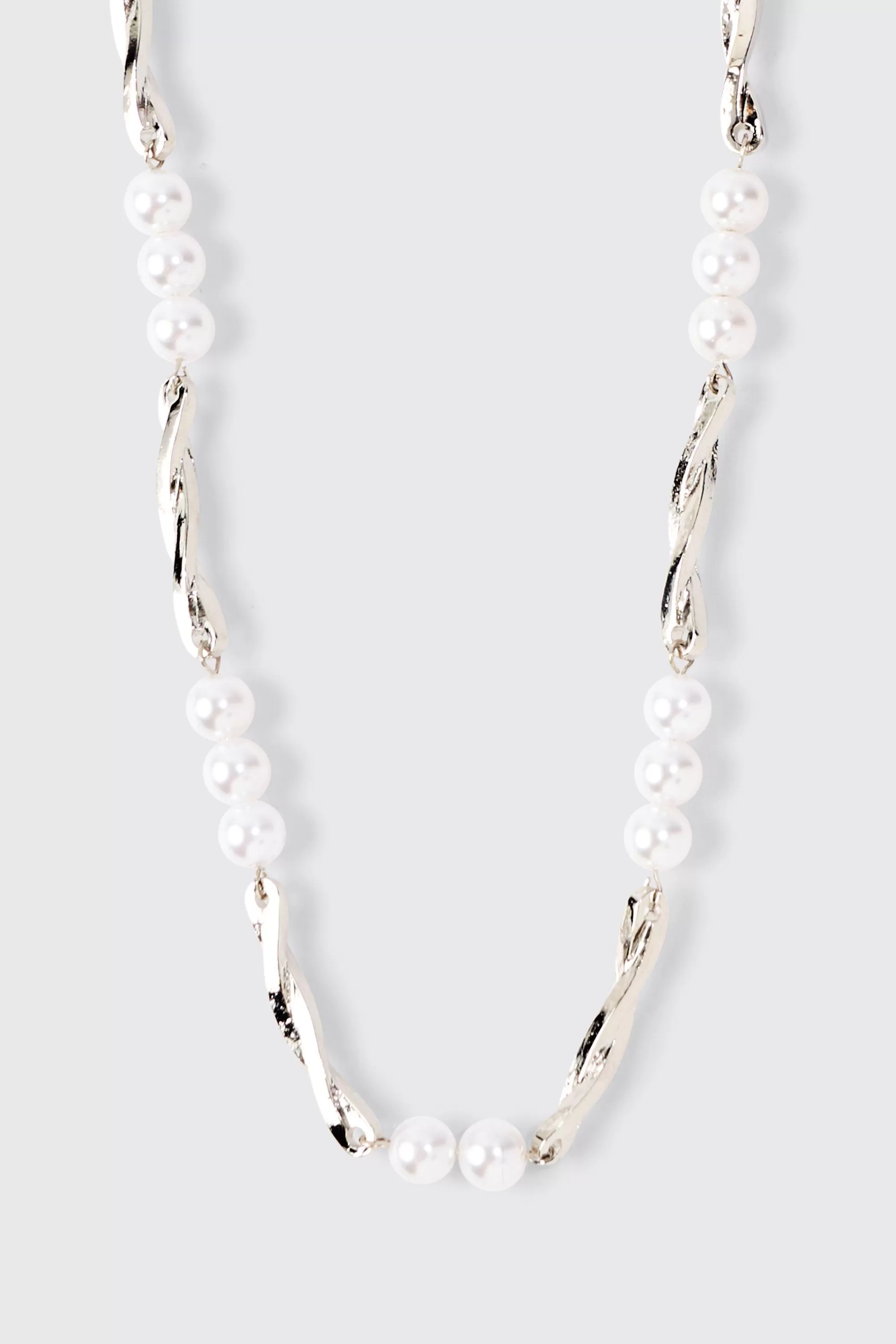 boohooMAN Pearl And Metal Necklace In | UK