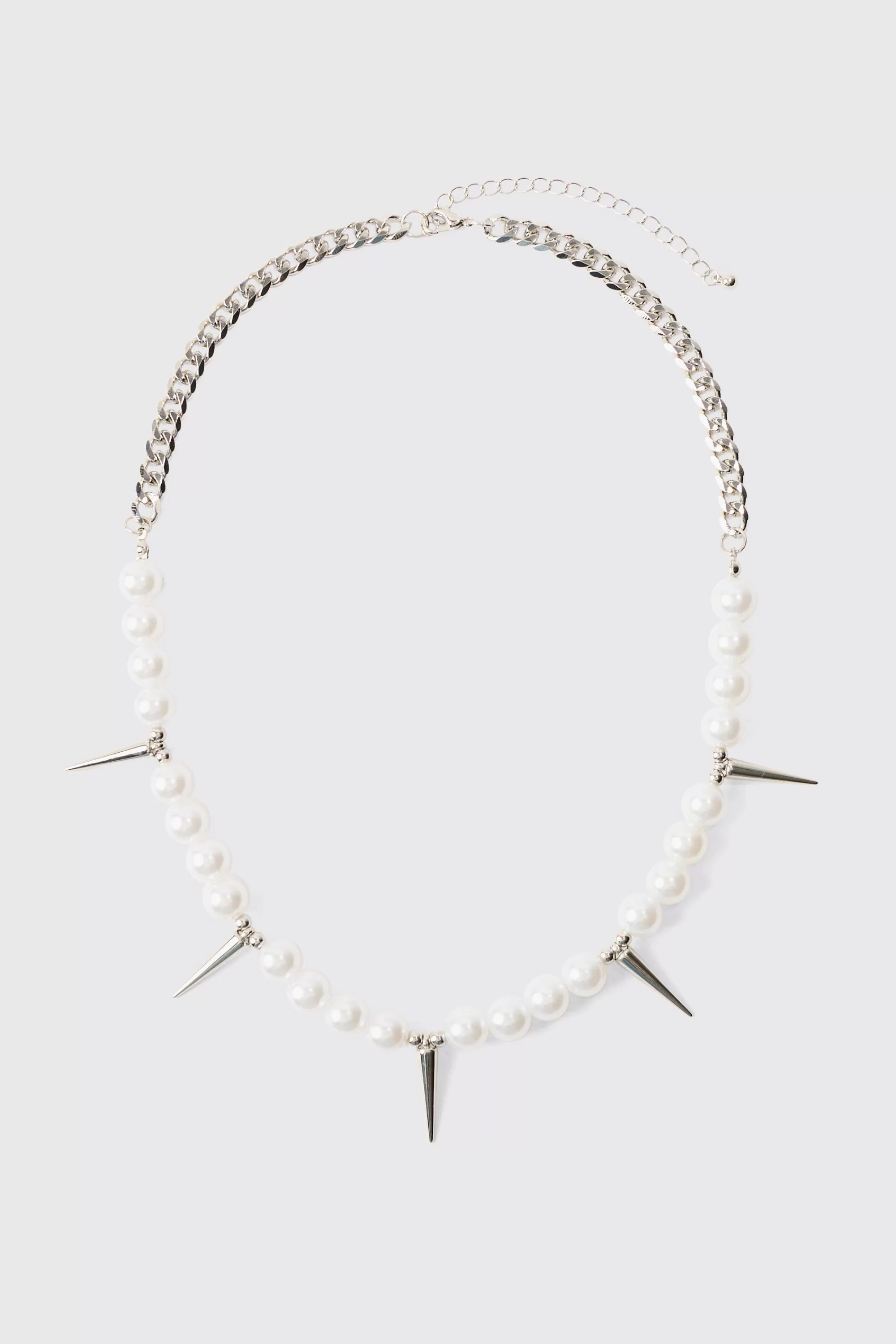 boohooMAN Pearl And Spike Pendant Necklace | UK