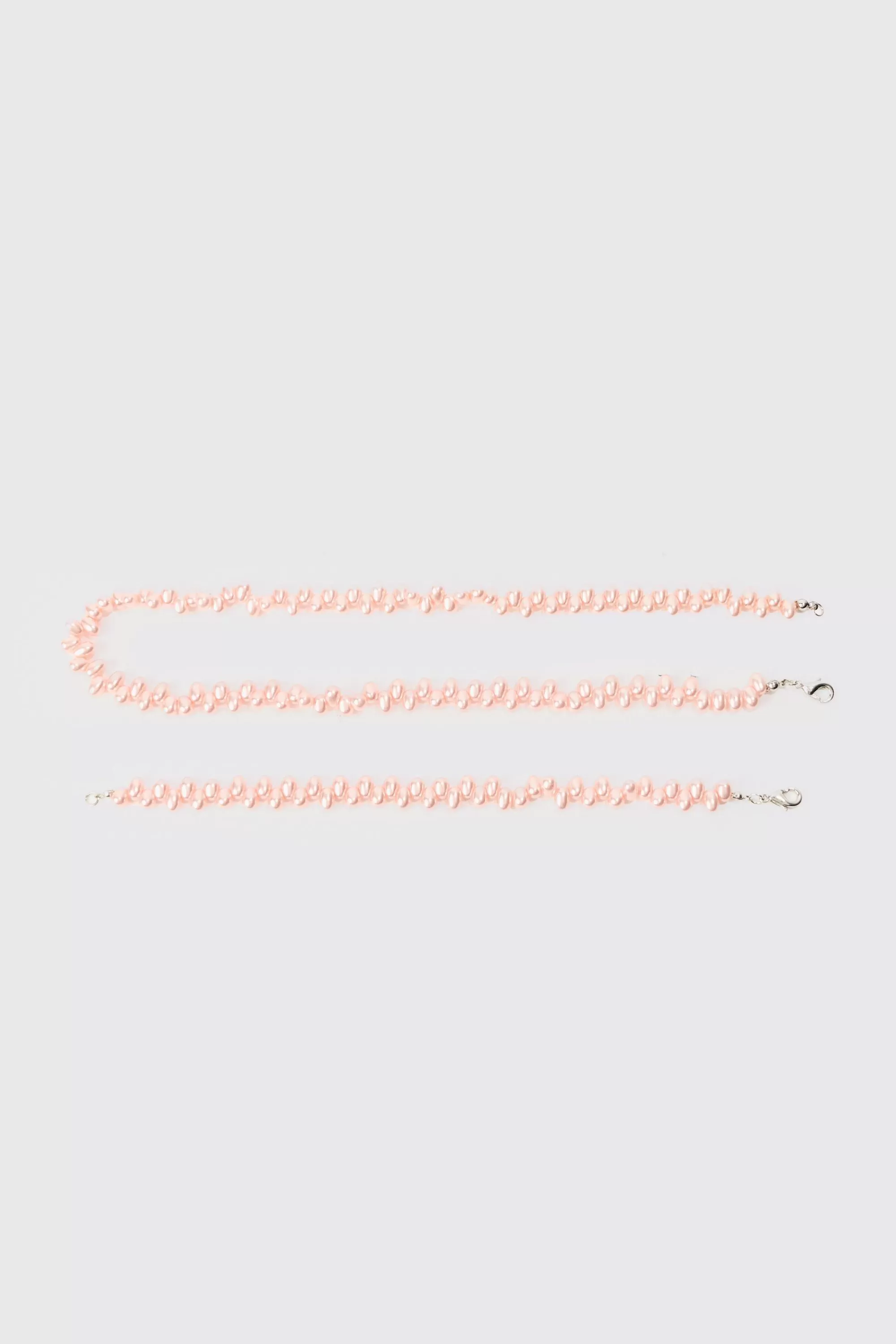 boohooMAN Pearl Bead Necklace & Bracelet Set In | UK