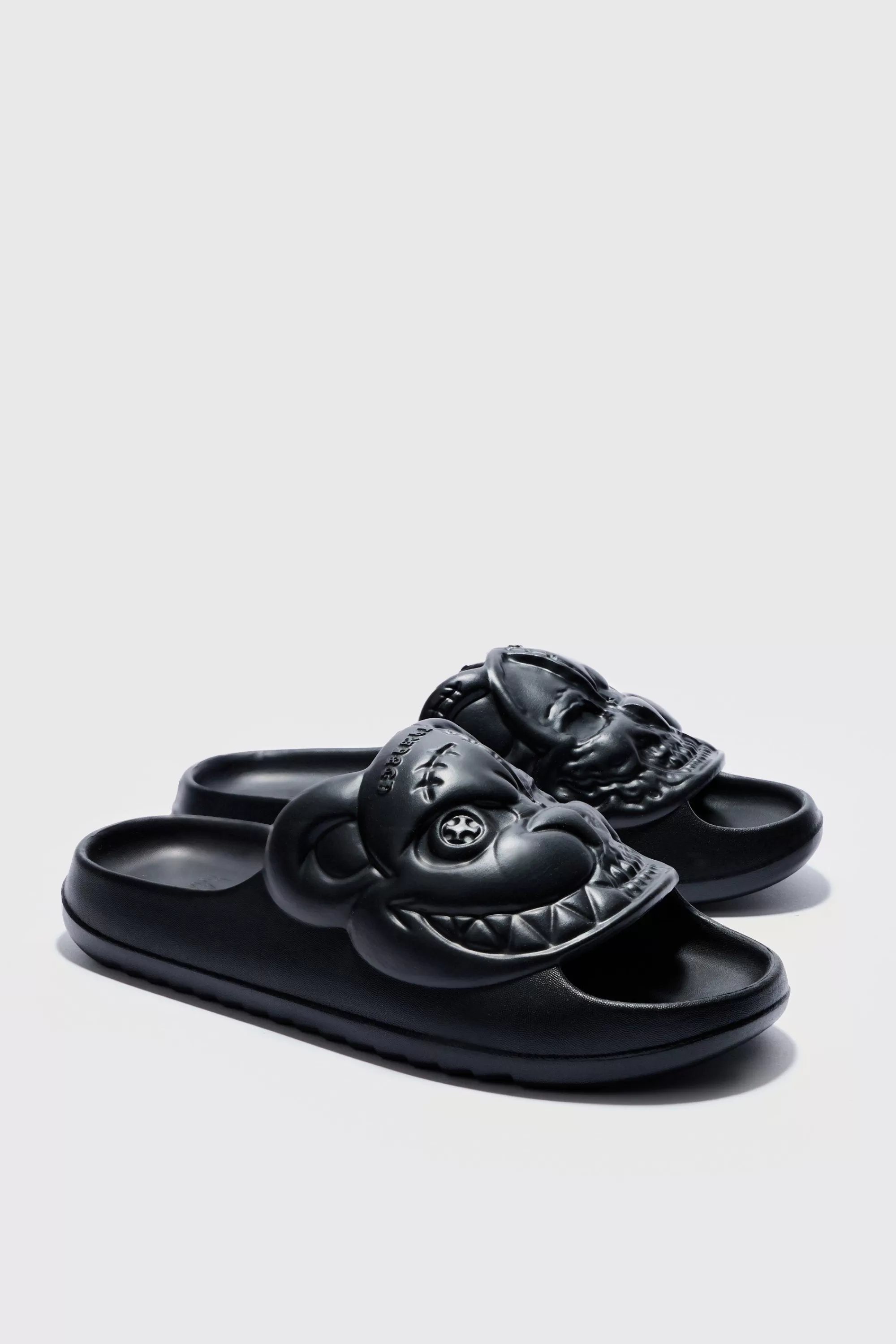 boohooMAN Perforated Evil Teddy Slider | UK