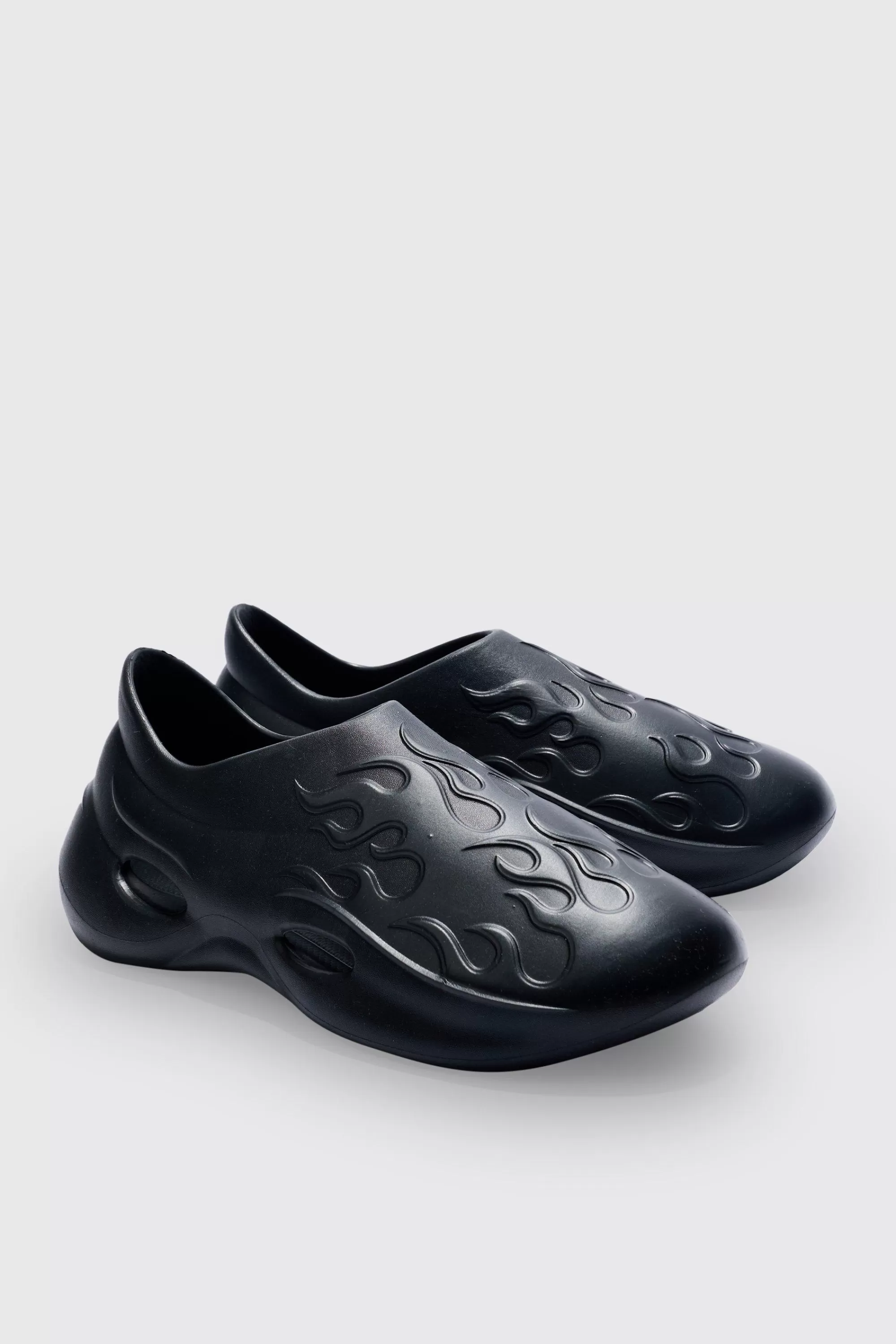 boohooMAN Perforated Flame Moulded Mule | UK