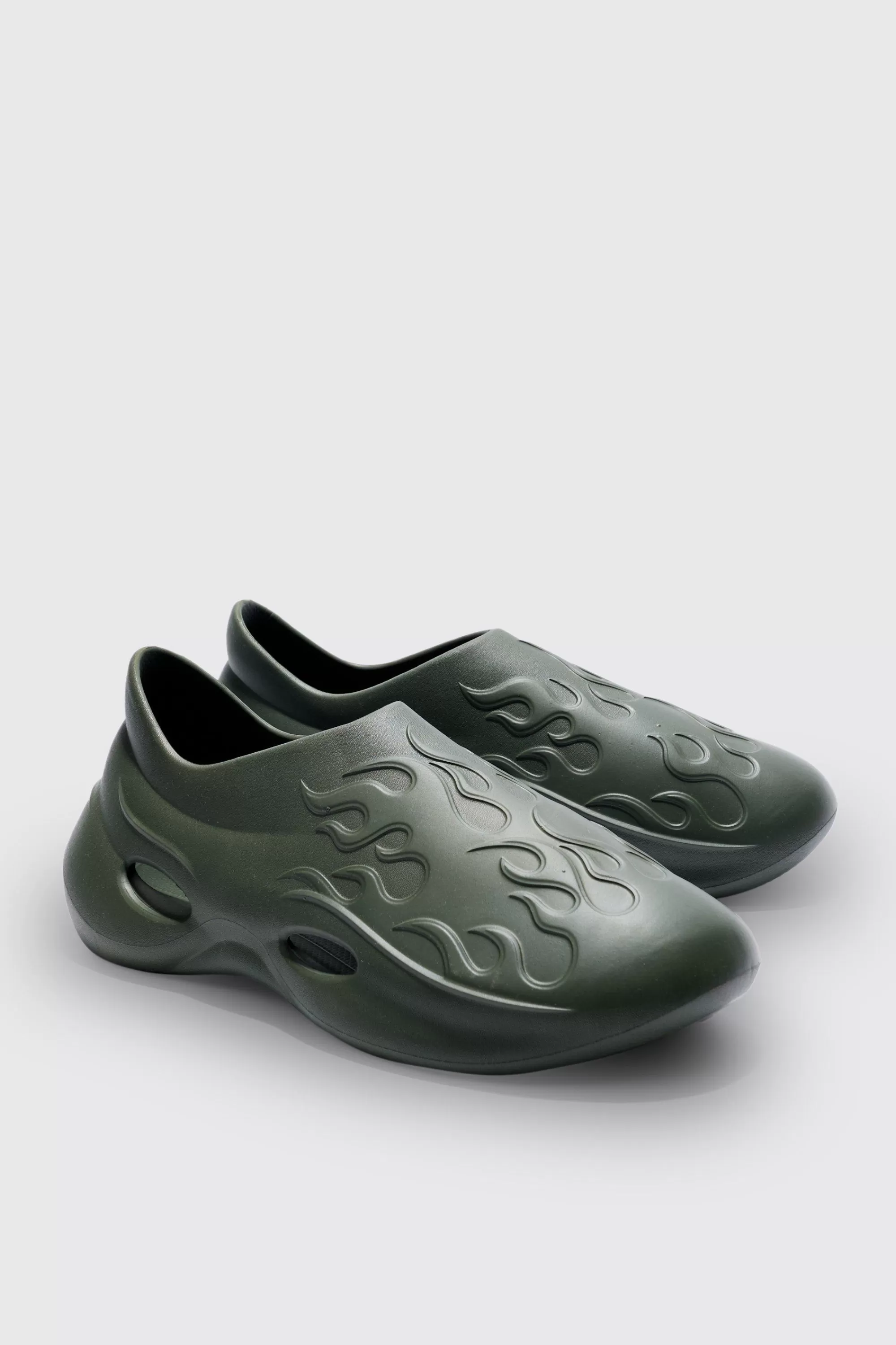 boohooMAN Perforated Flame Moulded Mule | UK