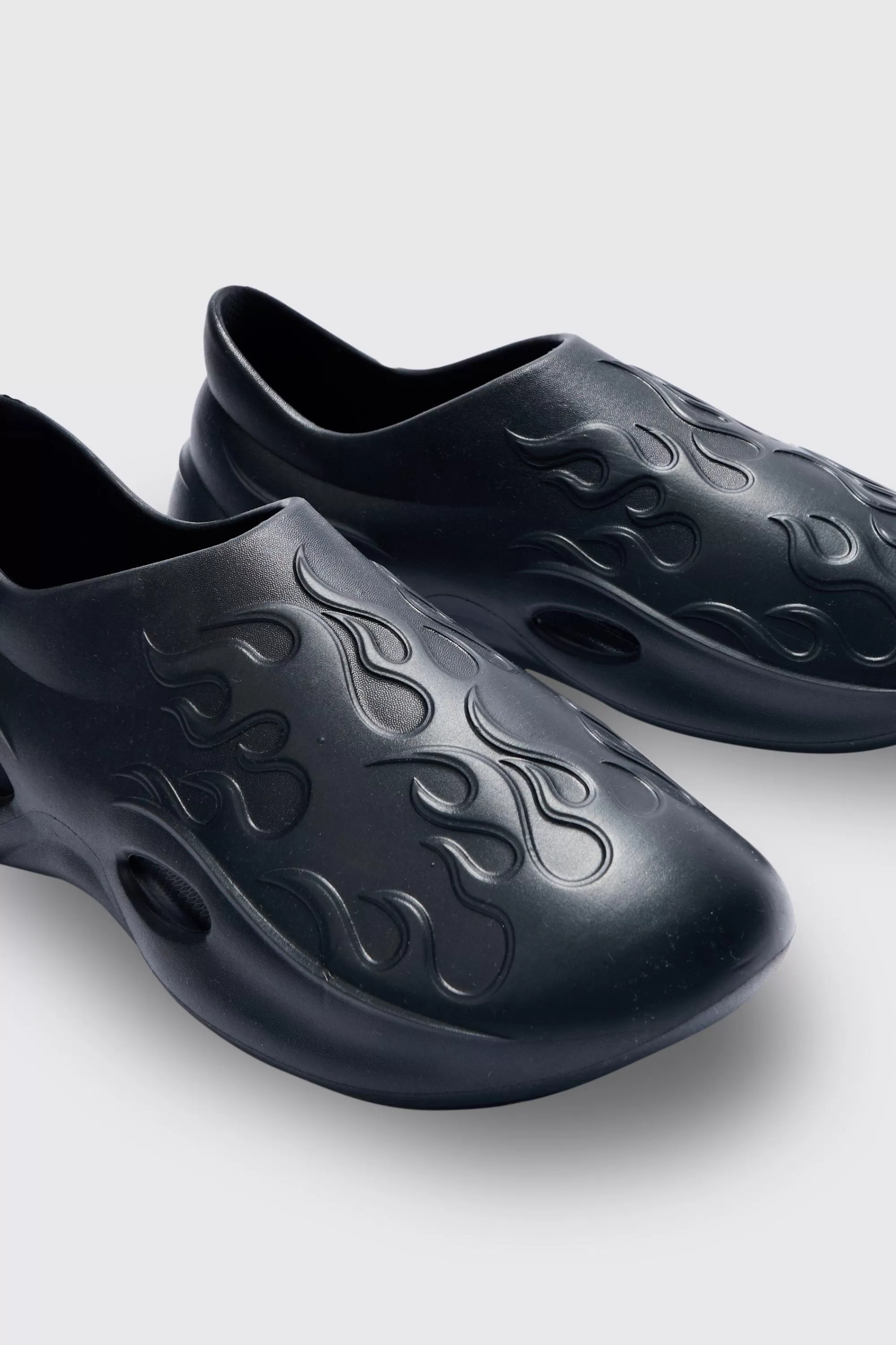boohooMAN Perforated Flame Moulded Mule | UK