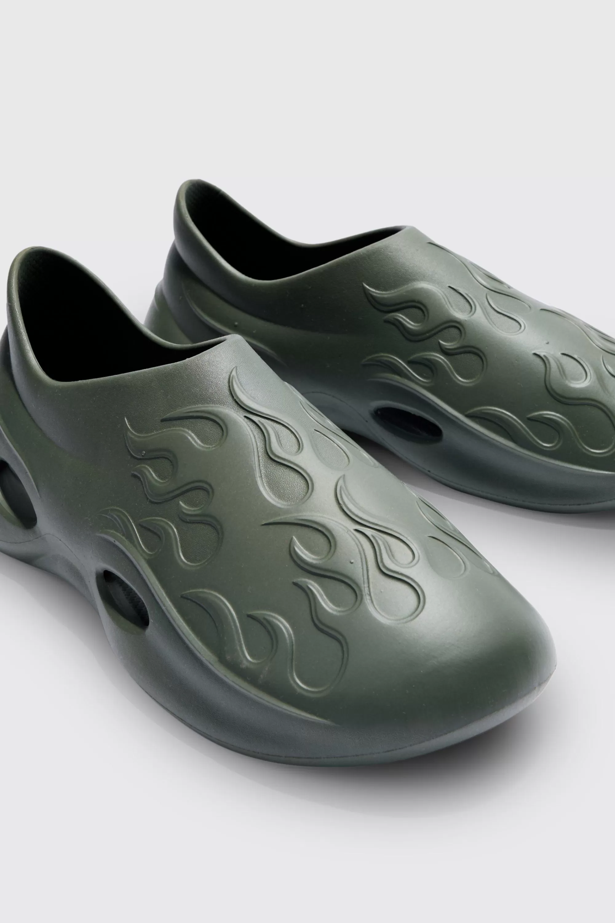 boohooMAN Perforated Flame Moulded Mule | UK
