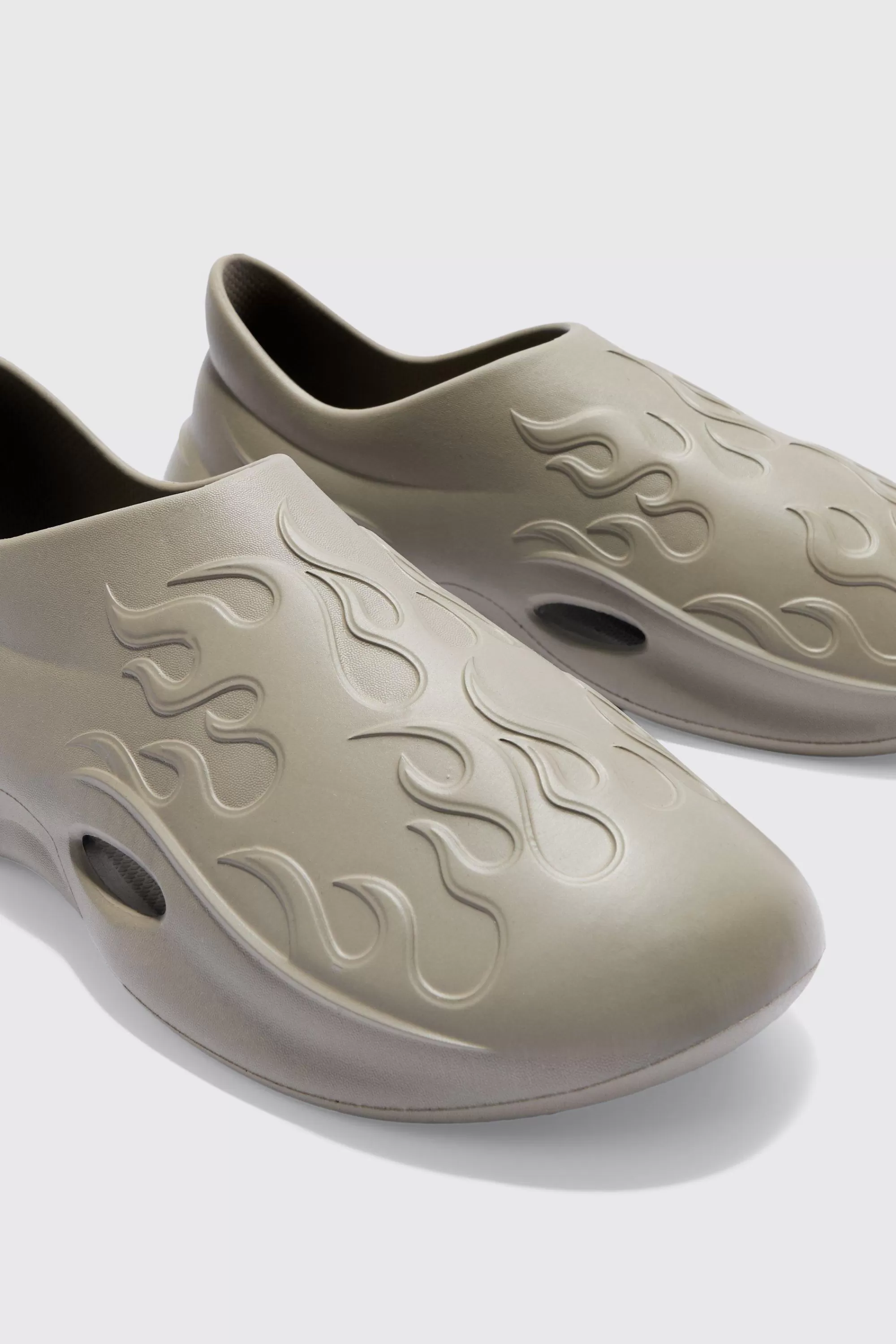 boohooMAN Perforated Flame Moulded Mule | UK