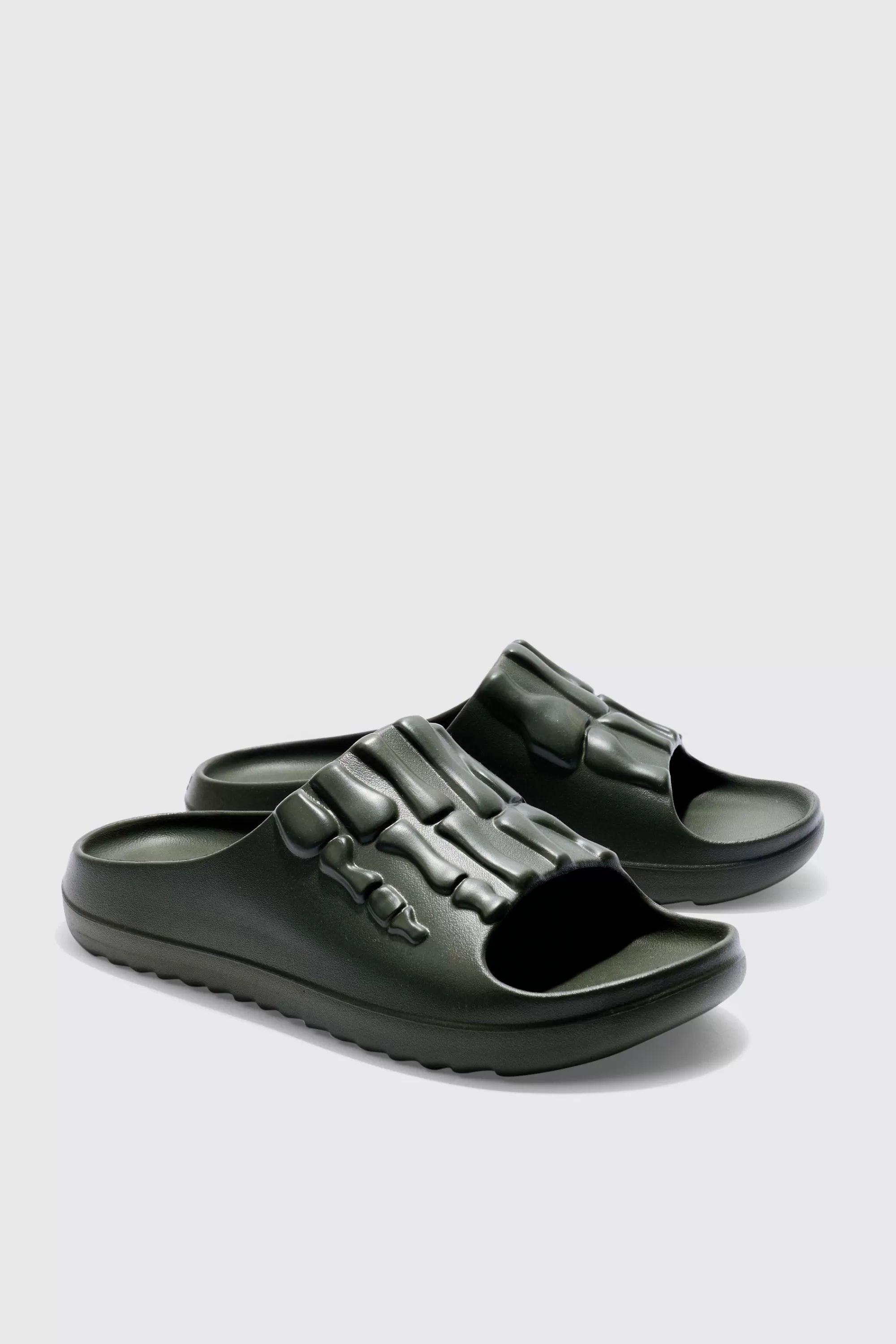 boohooMAN Perforated Skeleton Moulded Slider | UK