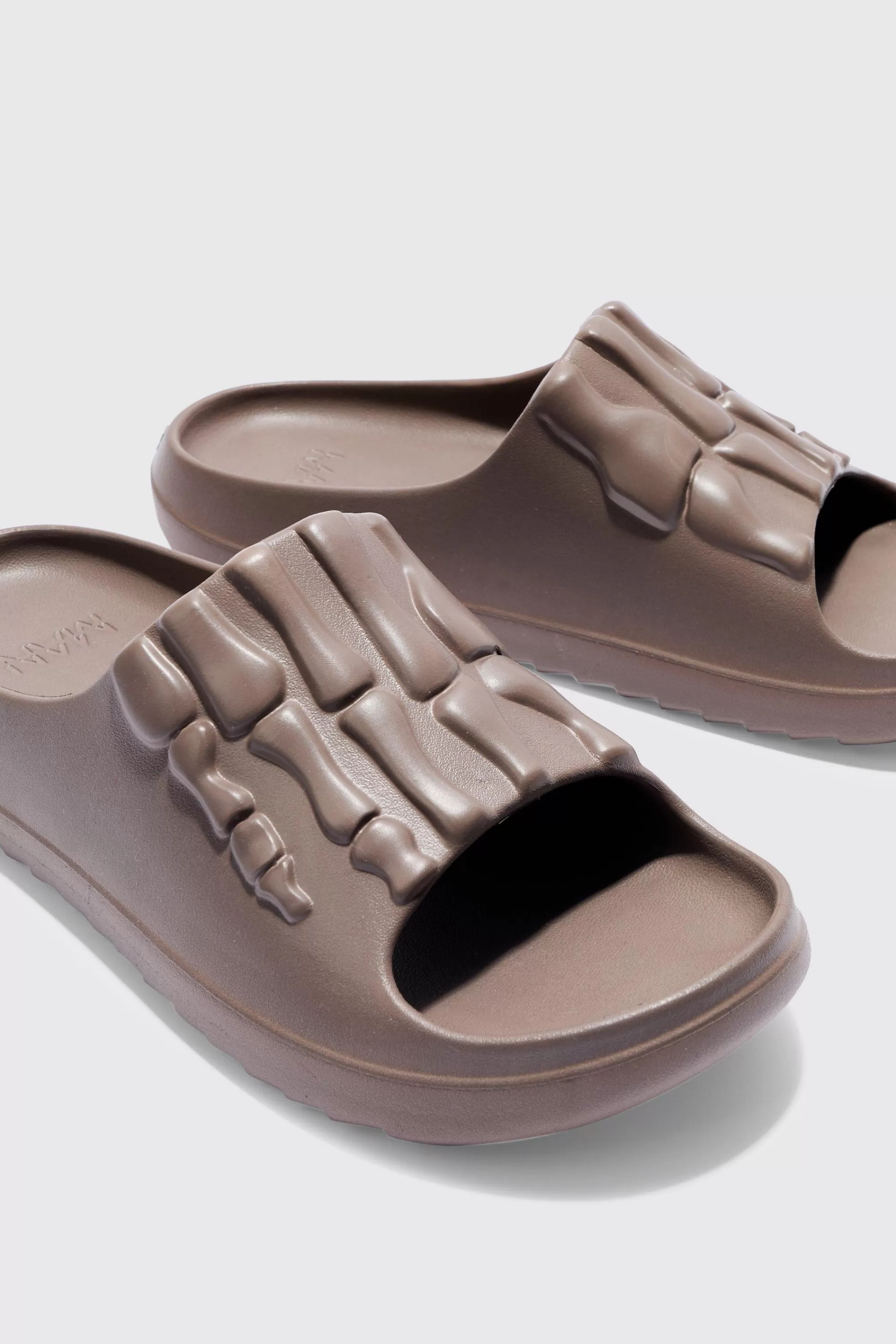 boohooMAN Perforated Skeleton Moulded Slider | UK