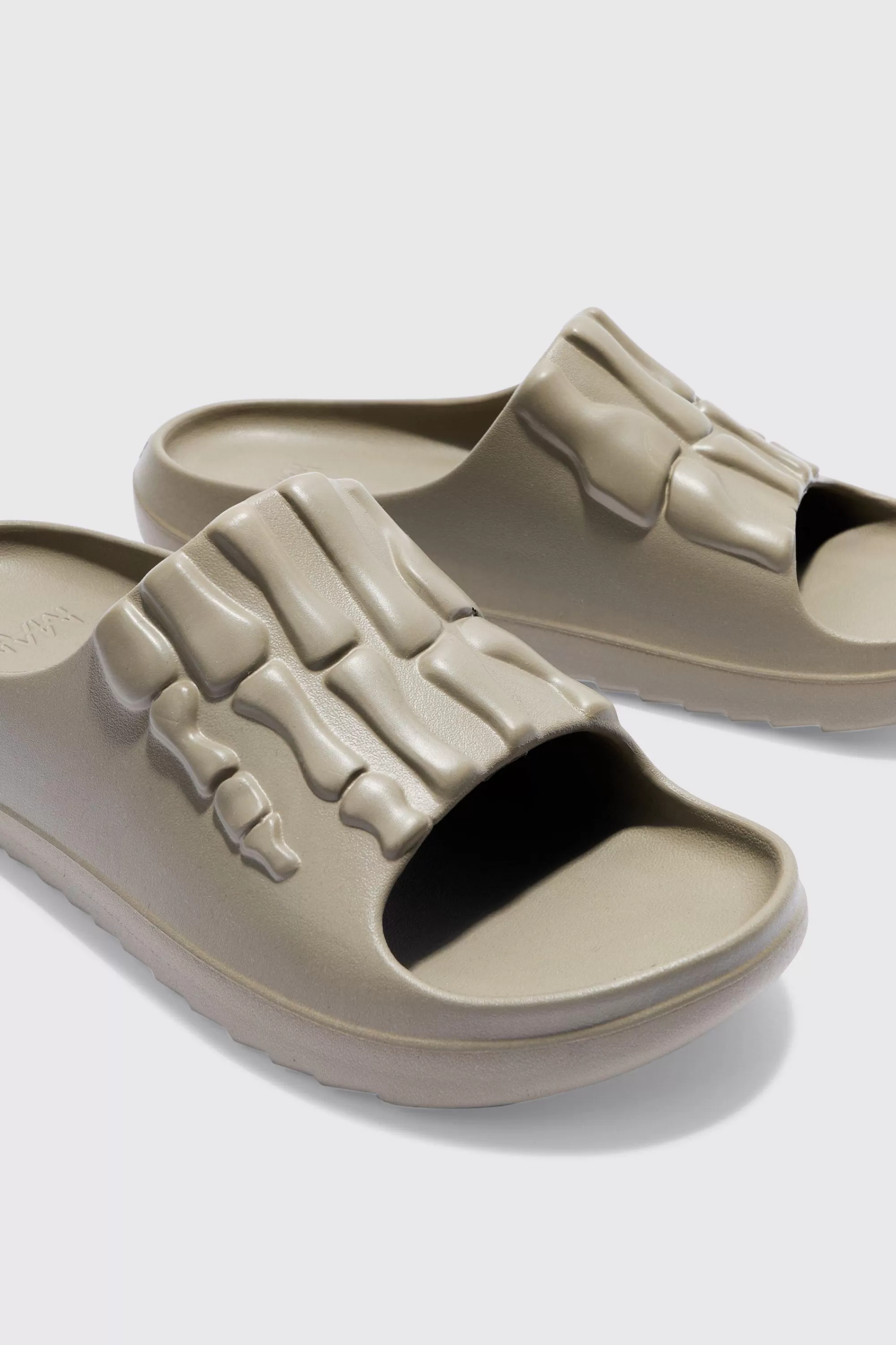 boohooMAN Perforated Skeleton Moulded Slider | UK