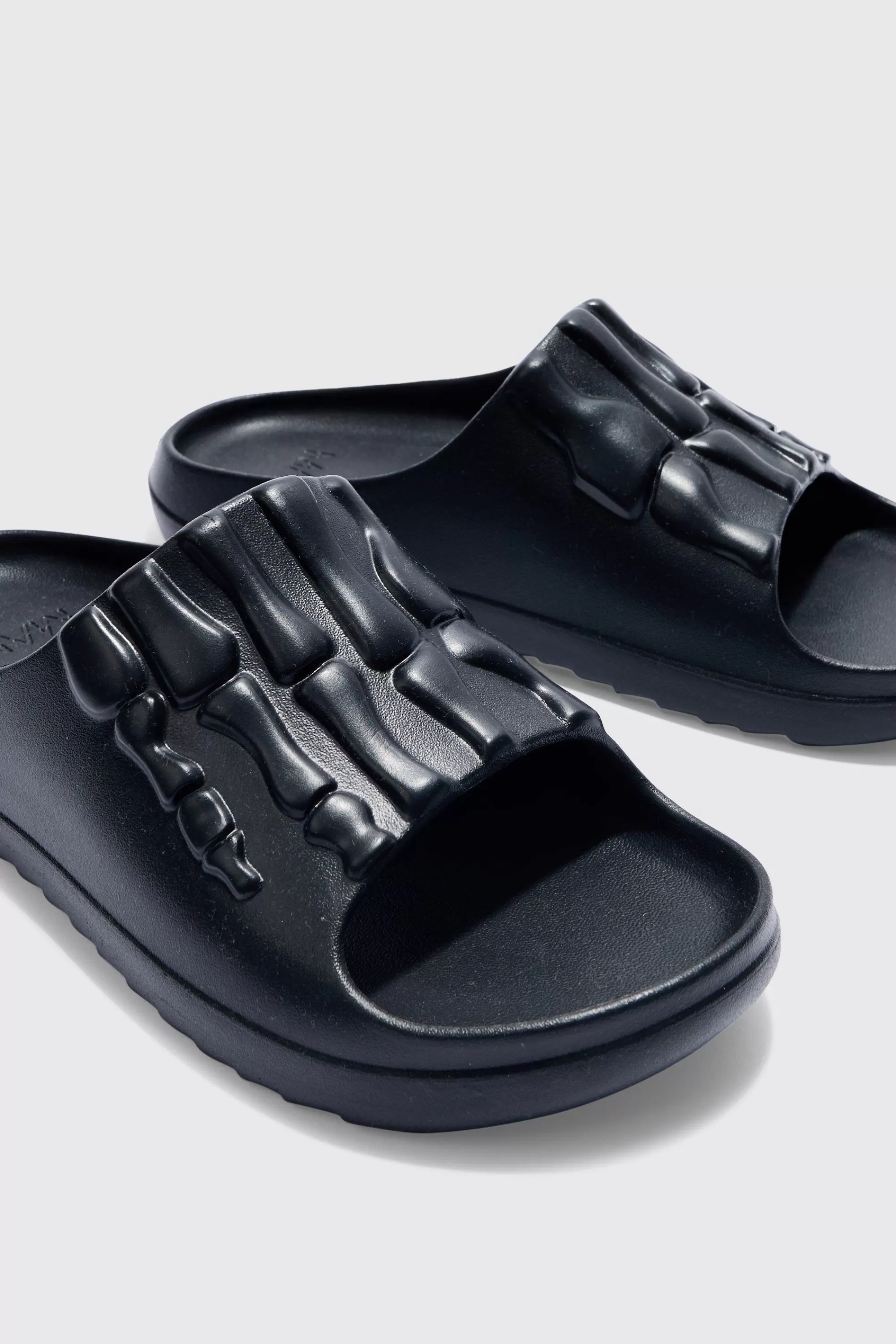 boohooMAN Perforated Skeleton Moulded Slider | UK