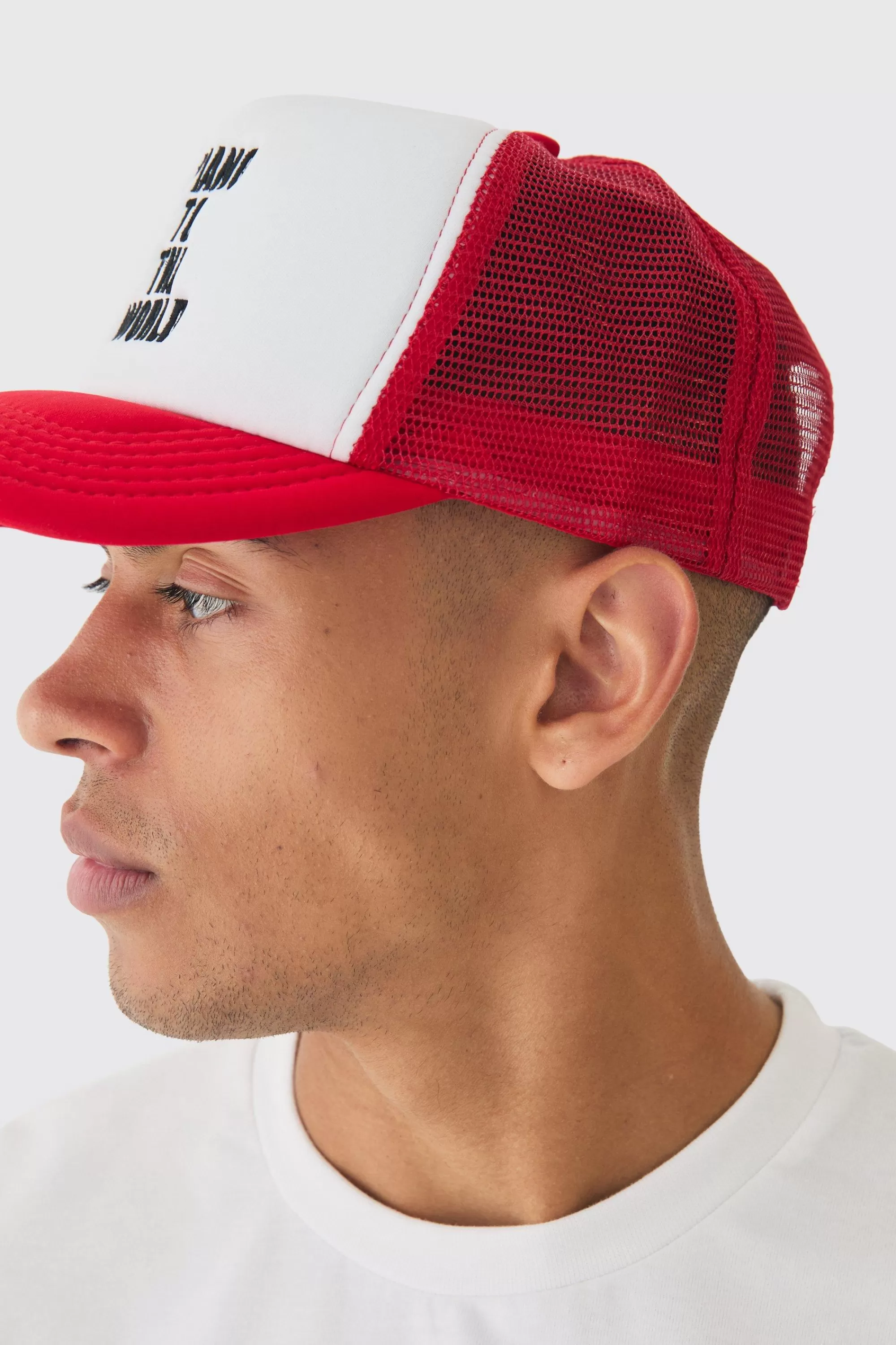 boohooMAN Piano To The World Embroidered Trucker Cap | UK