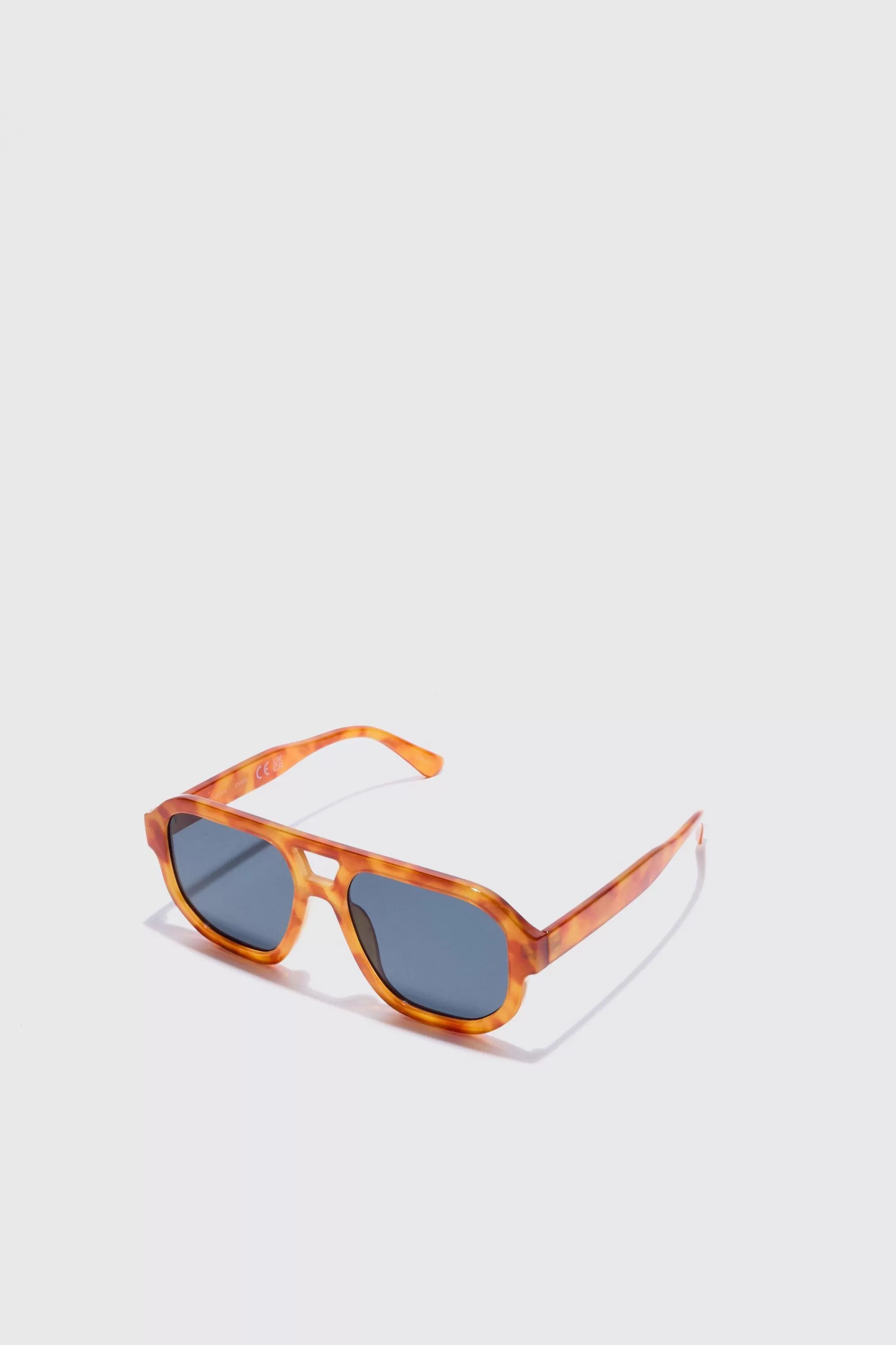 boohooMAN Plastic Aviator Tortoise Shell Sunglasses | UK