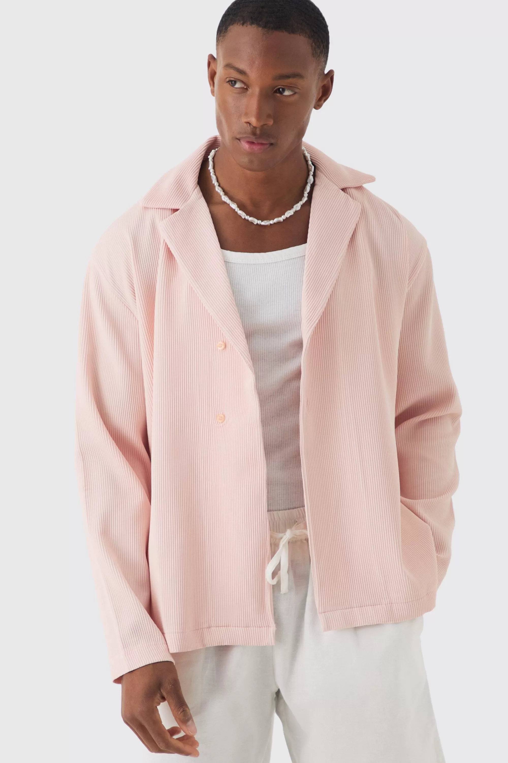 boohooMAN Pleated Long Sleeve Wrap Shirt | UK