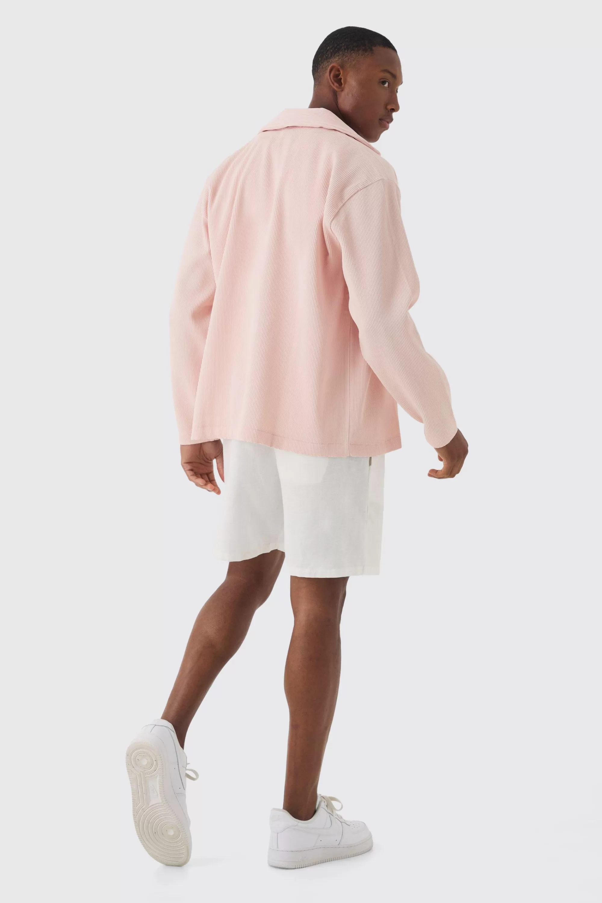 boohooMAN Pleated Long Sleeve Wrap Shirt | UK