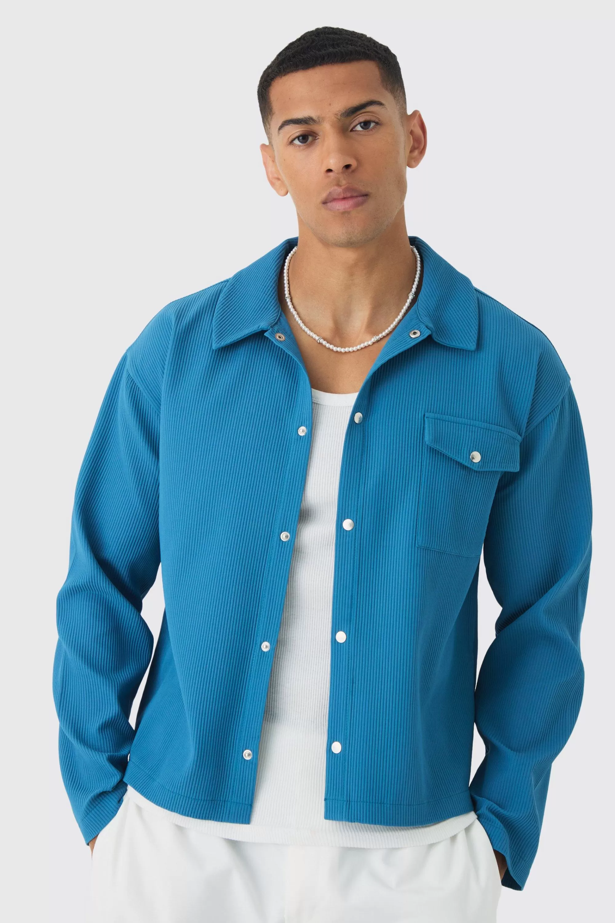 boohooMAN Pleated Oversized Overshirt | UK