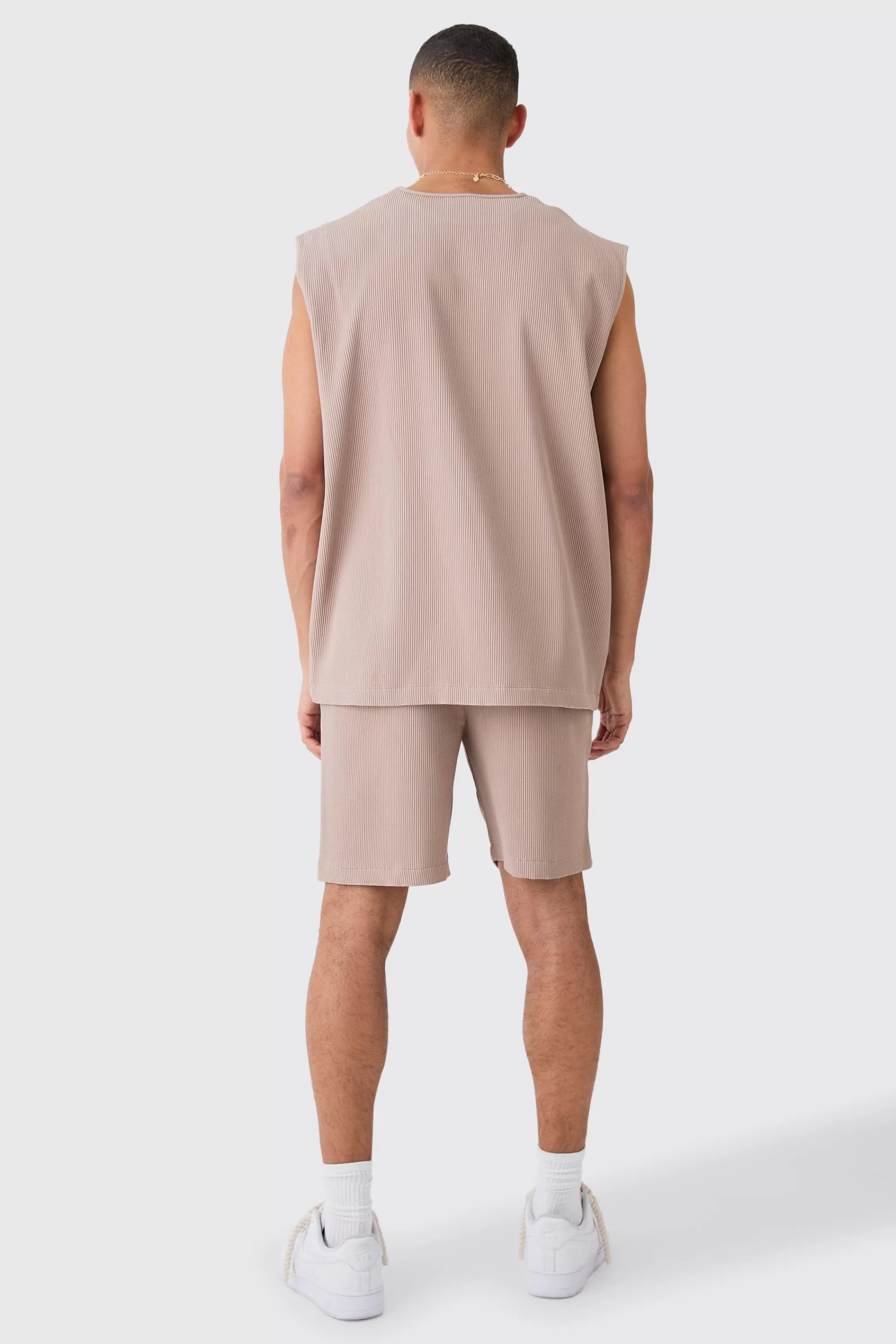 boohooMAN Pleated Tank And Short Set | UK