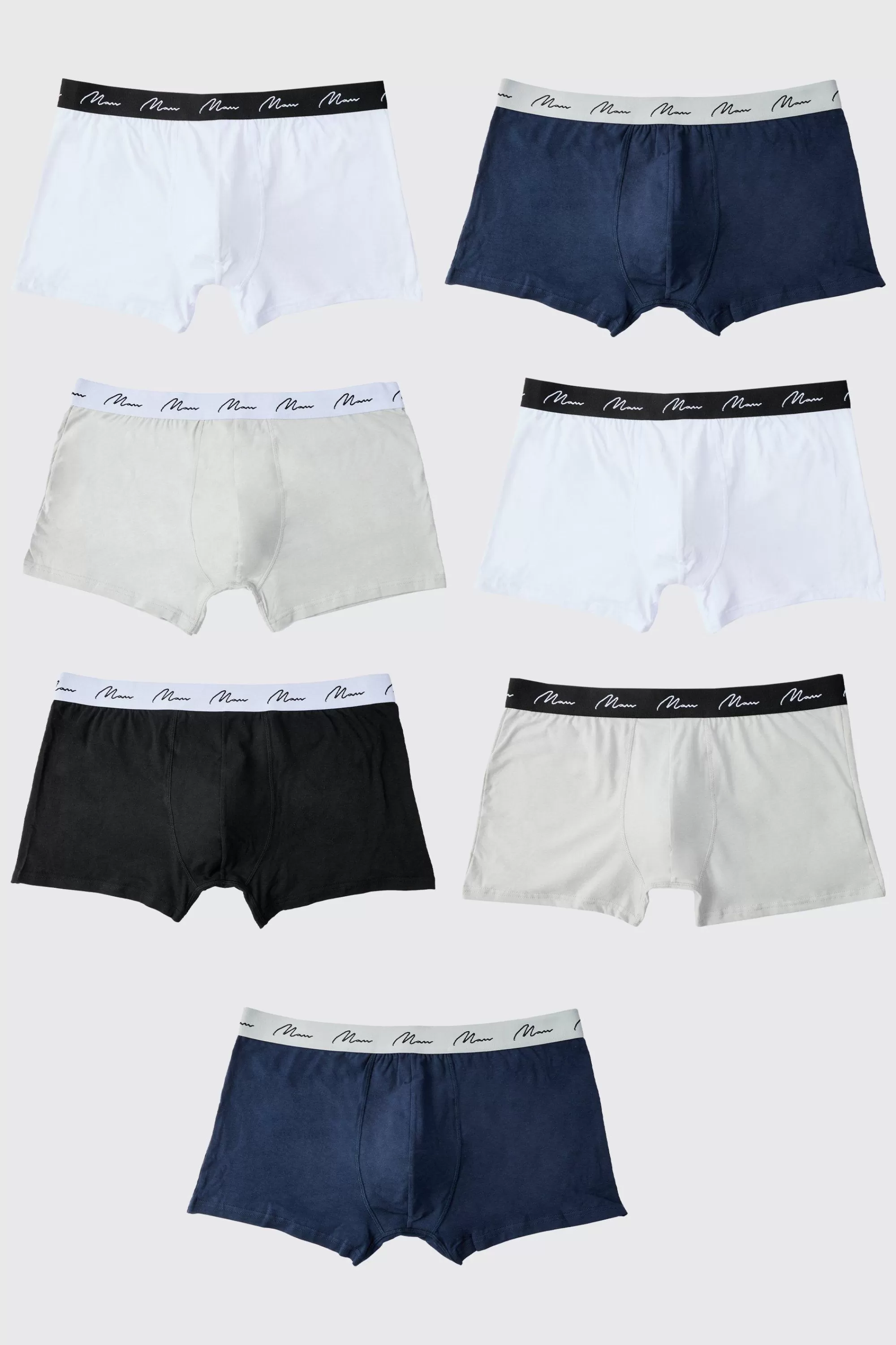 boohooMAN Plus 7 Pack Man Dash Repeat Classic Trunks | UK