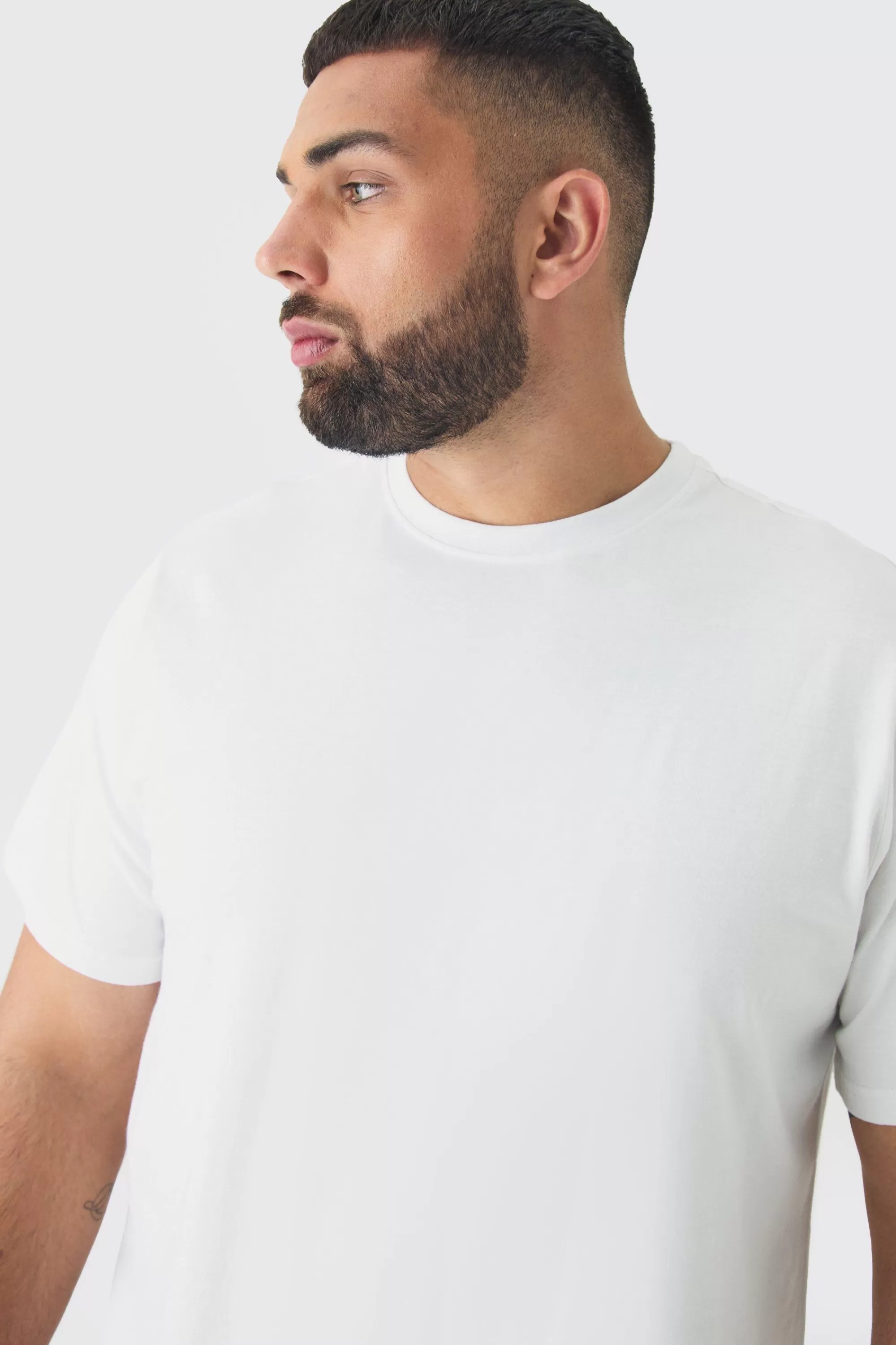 boohooMAN Plus Brushed Check Loungewear Bottom And T-shirt Set In | UK
