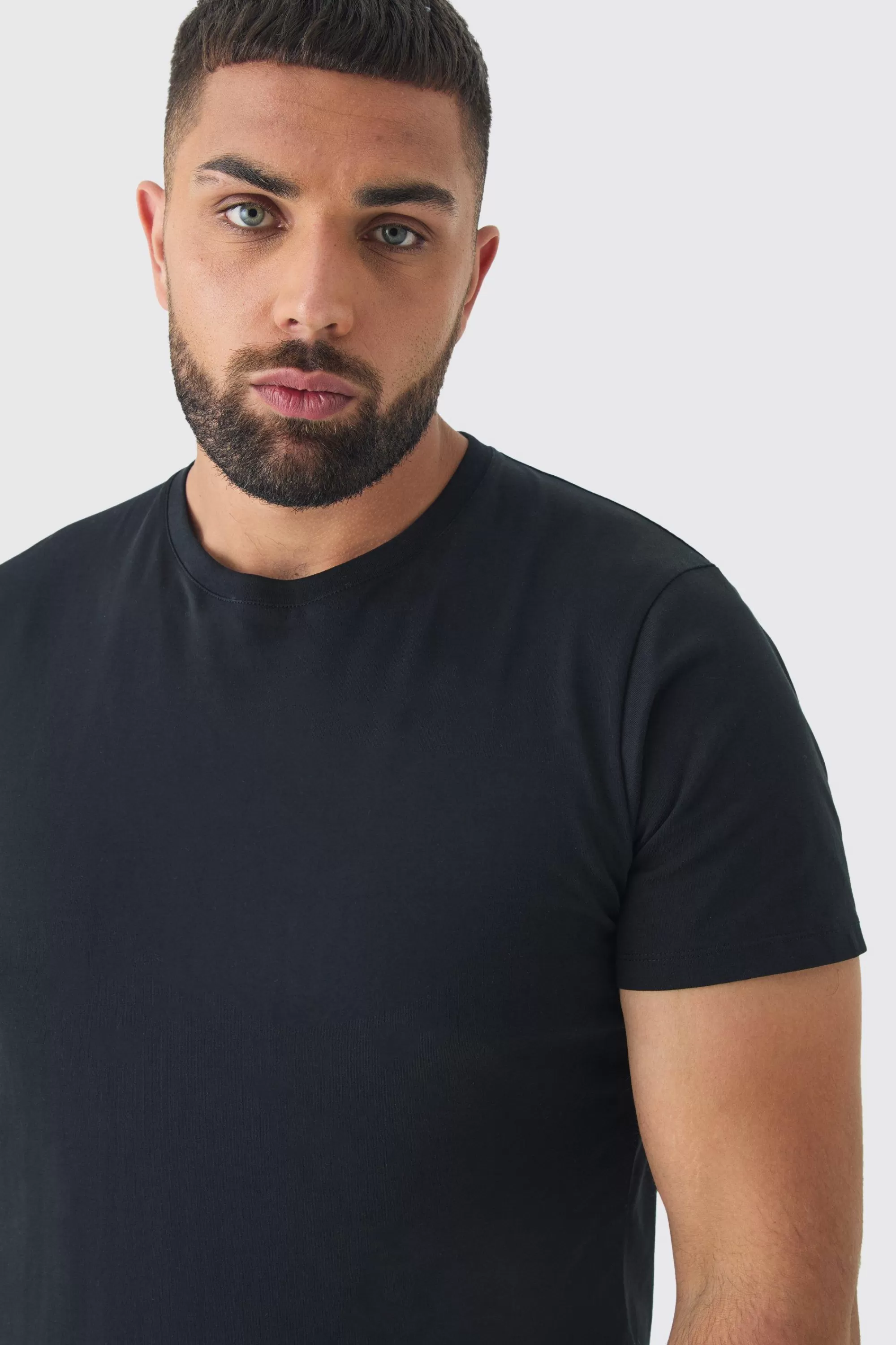 boohooMAN Plus Brushed Check Loungewear Bottom And T-shirt Set In | UK