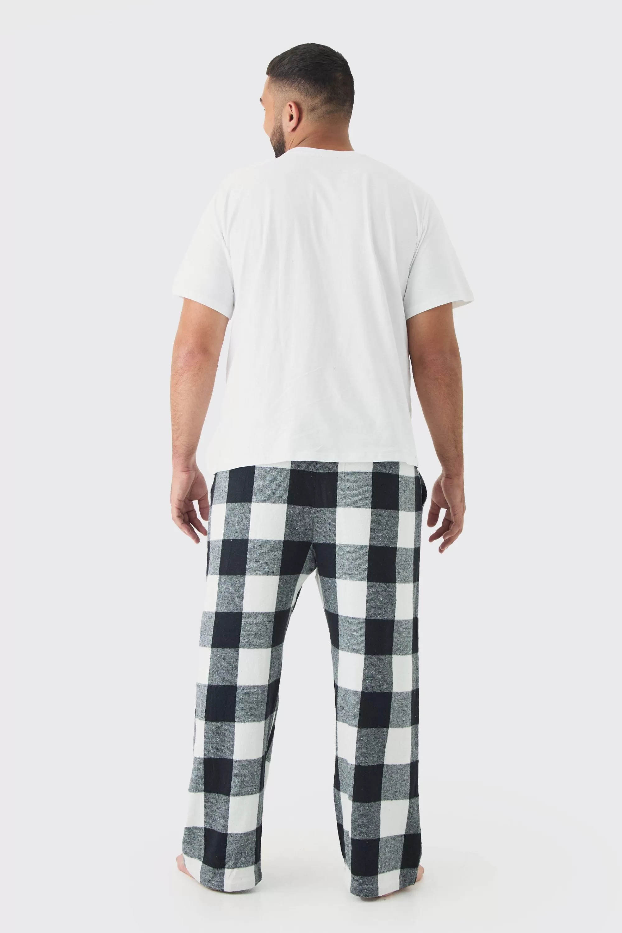 boohooMAN Plus Brushed Check Loungewear Bottoms In | UK