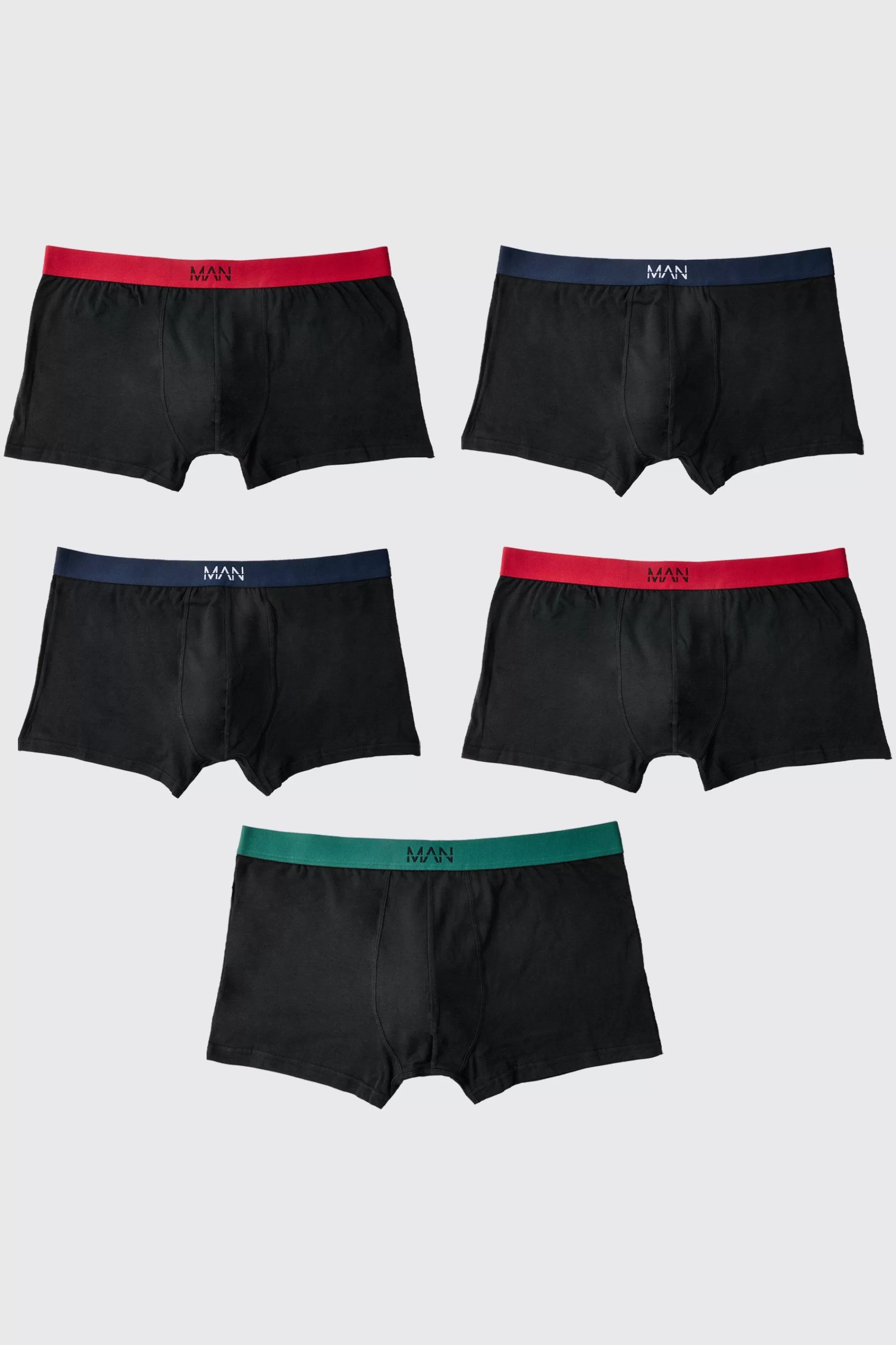 boohooMAN Plus Contrast Waistband 5 Pack Classic Boxer | UK