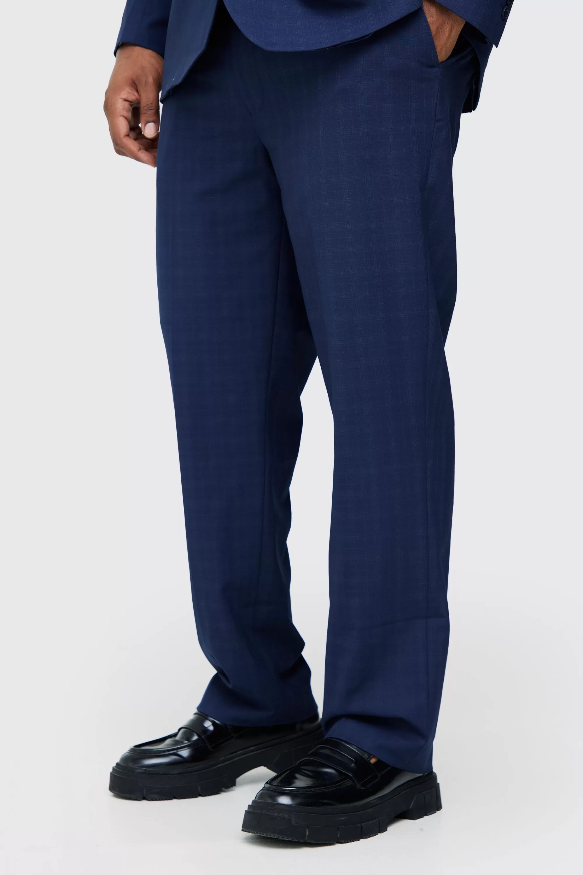 boohooMAN Plus Check Regular Fit Suit Trouser | UK