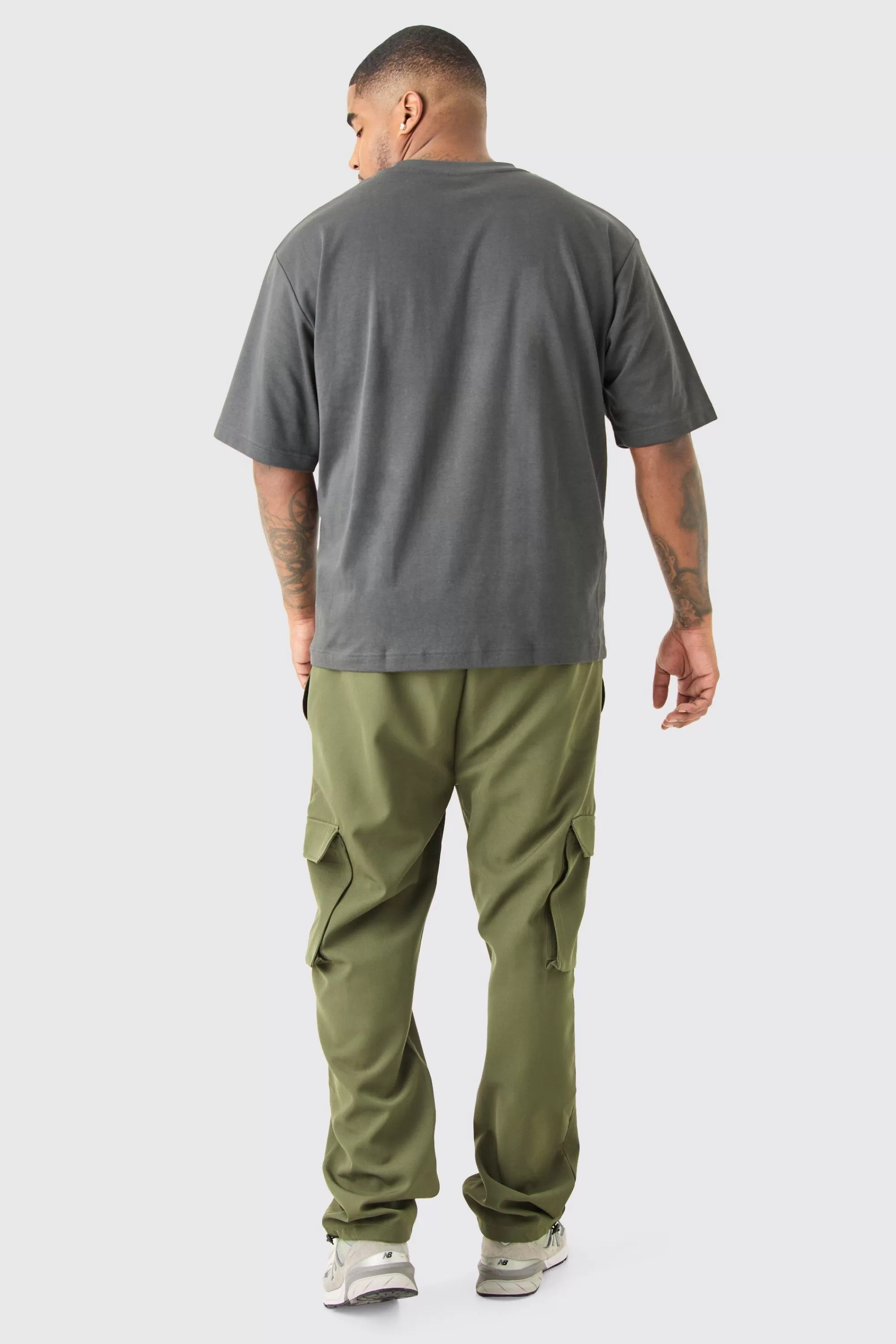 boohooMAN Plus Elastic Lightweight Skinny Cargo Trouser | UK