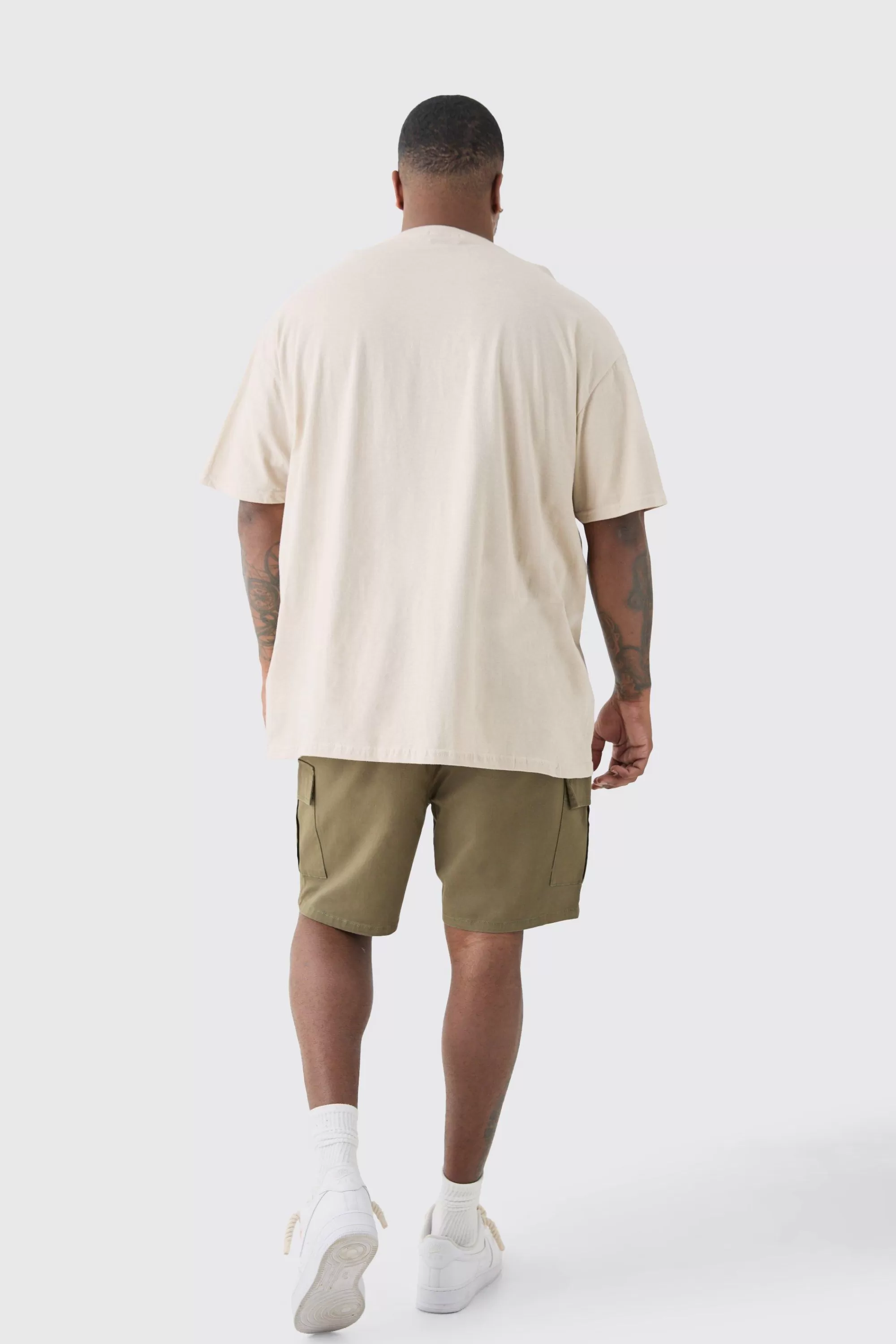 boohooMAN Plus Elasticated Waist Skinny Fit Cargo Shorts | UK