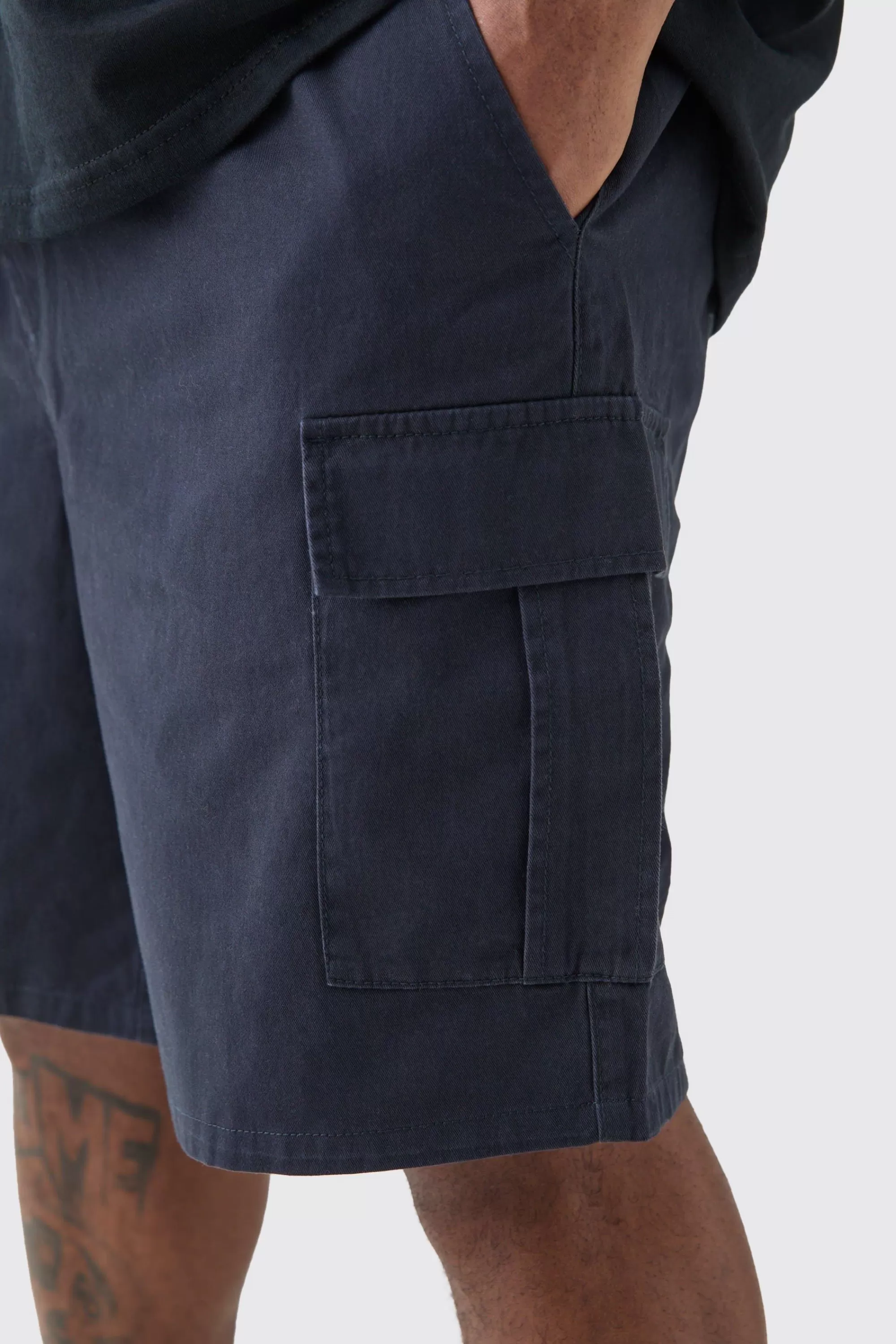 boohooMAN Plus Elasticated Waist Relaxed Fit Cargo Shorts | UK