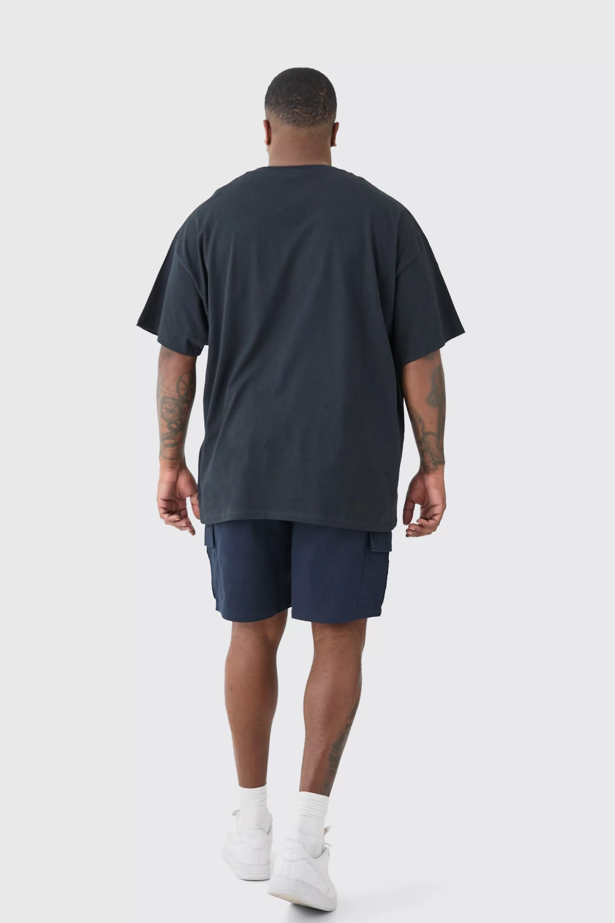 boohooMAN Plus Elasticated Waist Slim Fit Cargo Shorts | UK