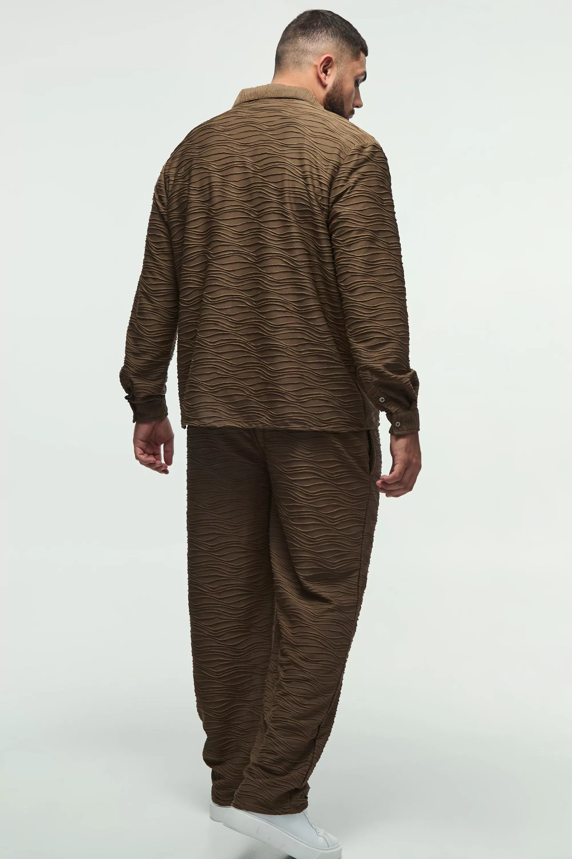 boohooMAN Plus Elevated Pleated Shirt And Straight Fit Trouser Set In | UK