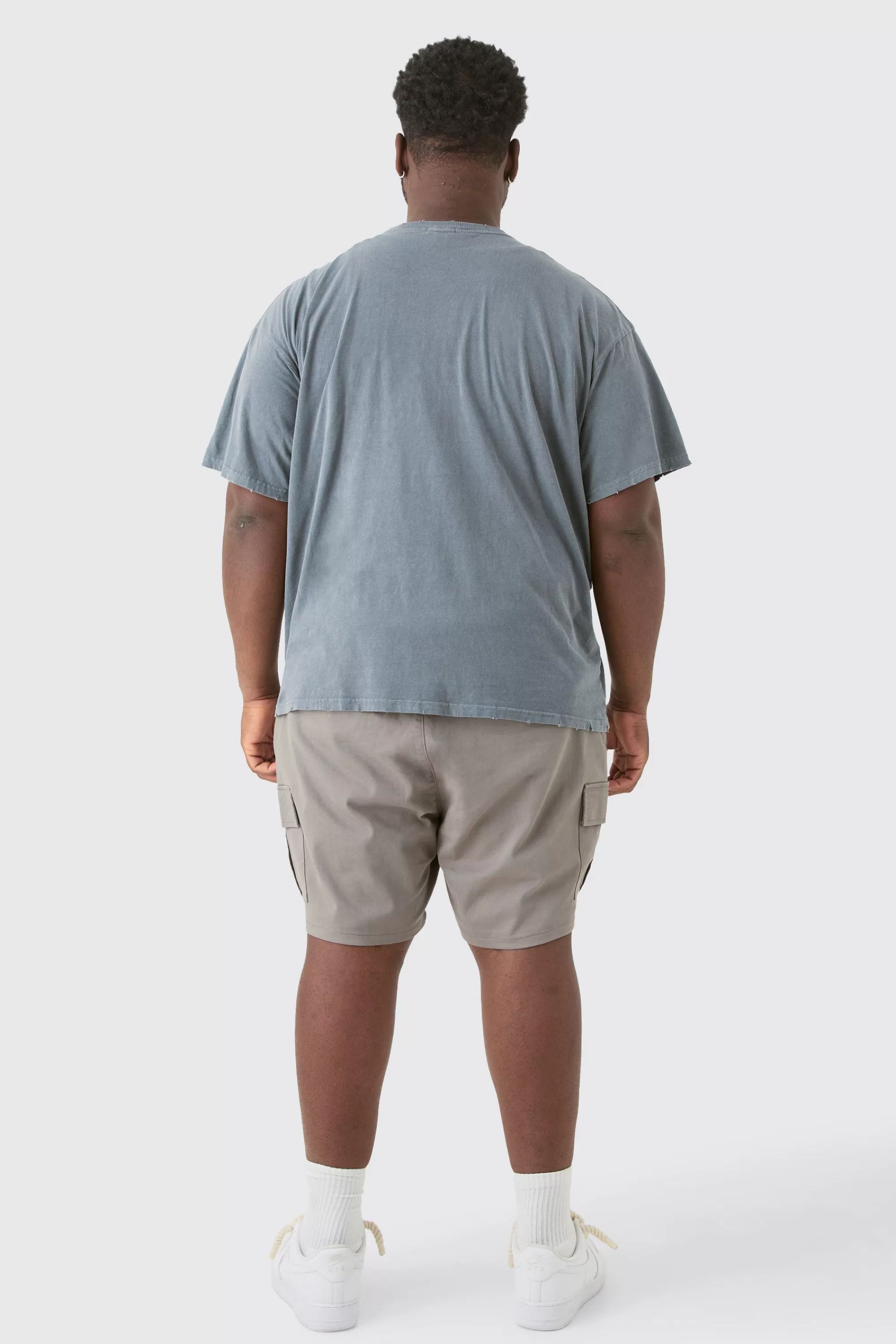boohooMAN Plus Fixed Waist Skinny Fit Cargo Shorts | UK