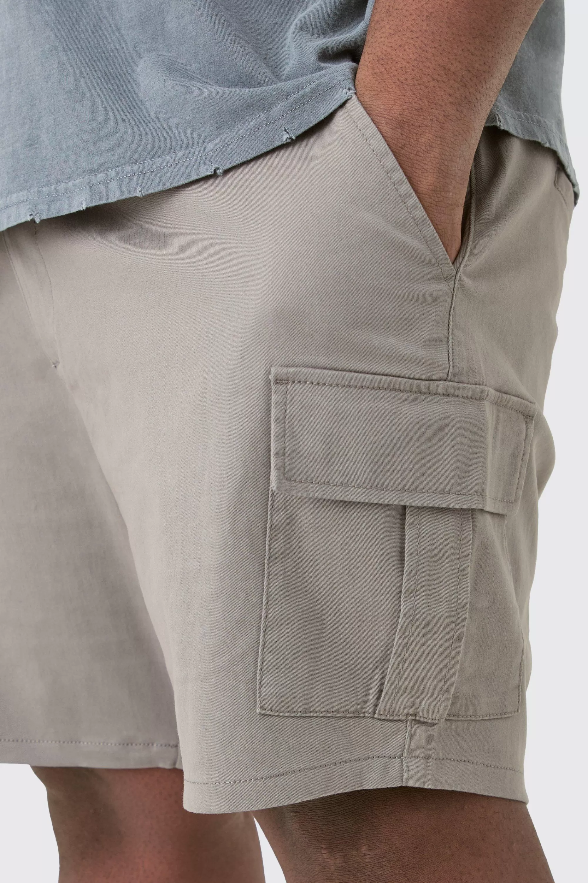 boohooMAN Plus Fixed Waist Skinny Fit Cargo Shorts | UK