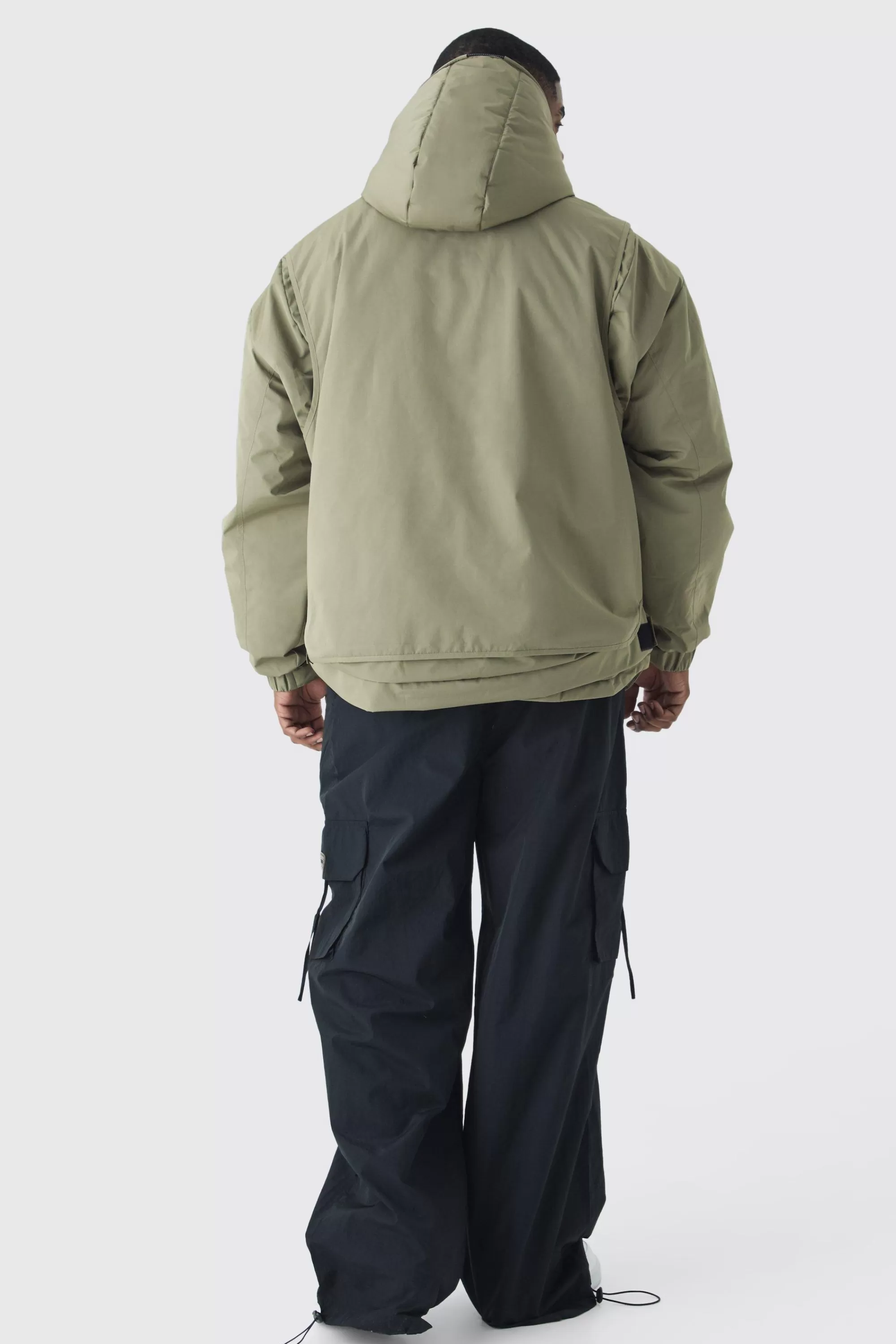 boohooMAN Plus Hooded Utility Tech Parka Jacket In | UK